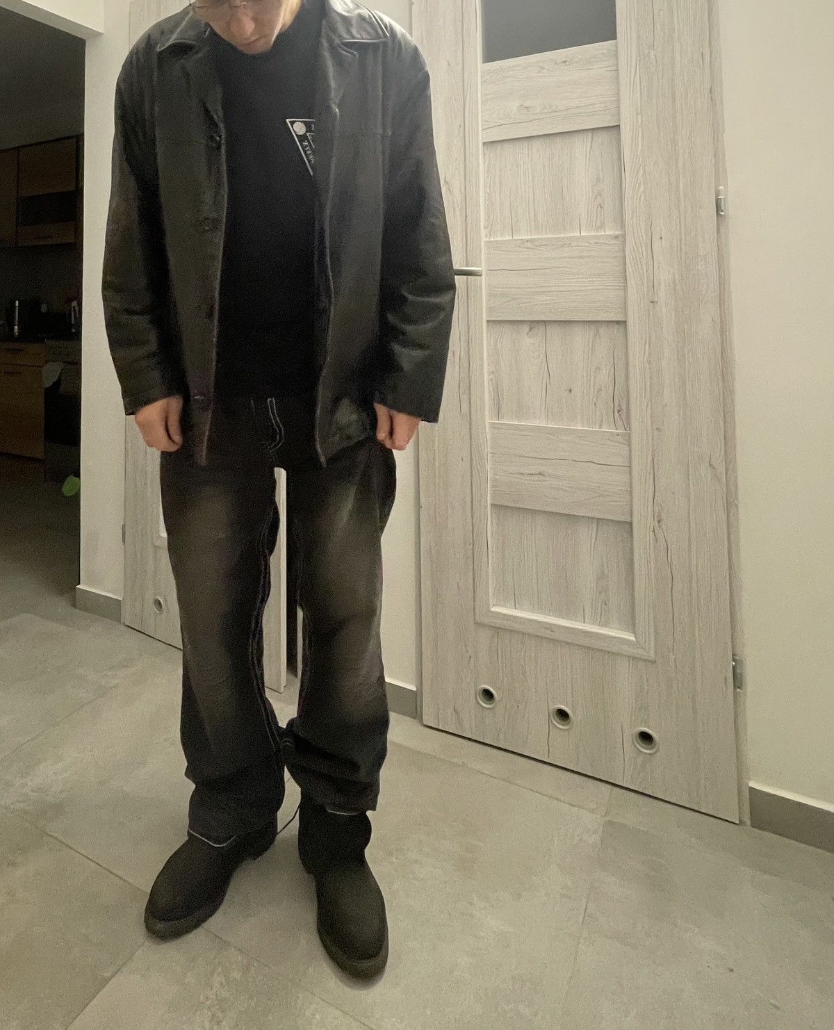 Vintage VINTAGE 90S BLACK LEATHER COAT JACKET Size US XL / EU 56 / 4 - 15 Thumbnail