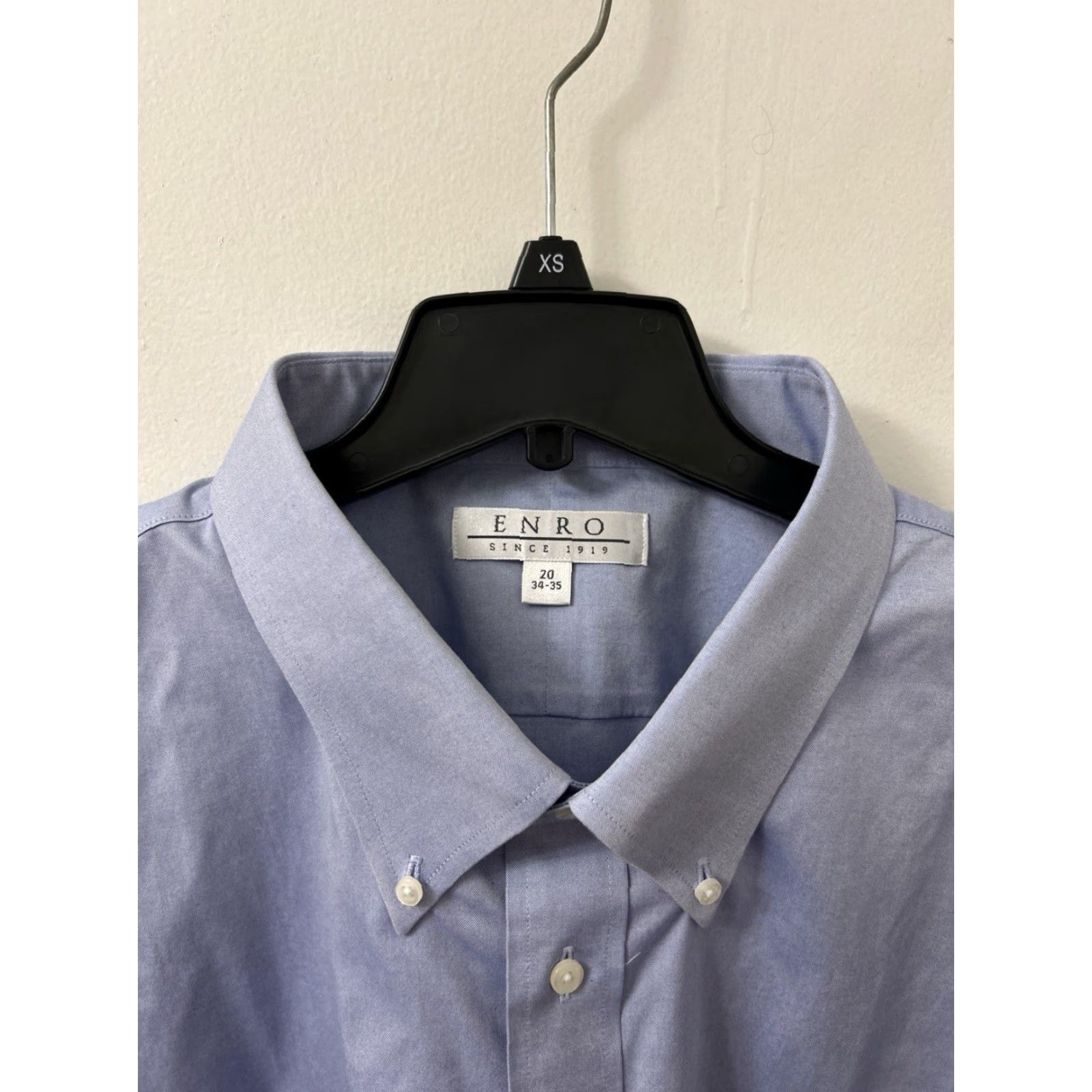Enro Dress Shirt Mens 20 Blue Oxford Button-Down Non-Iron EZCool Long Sleeve