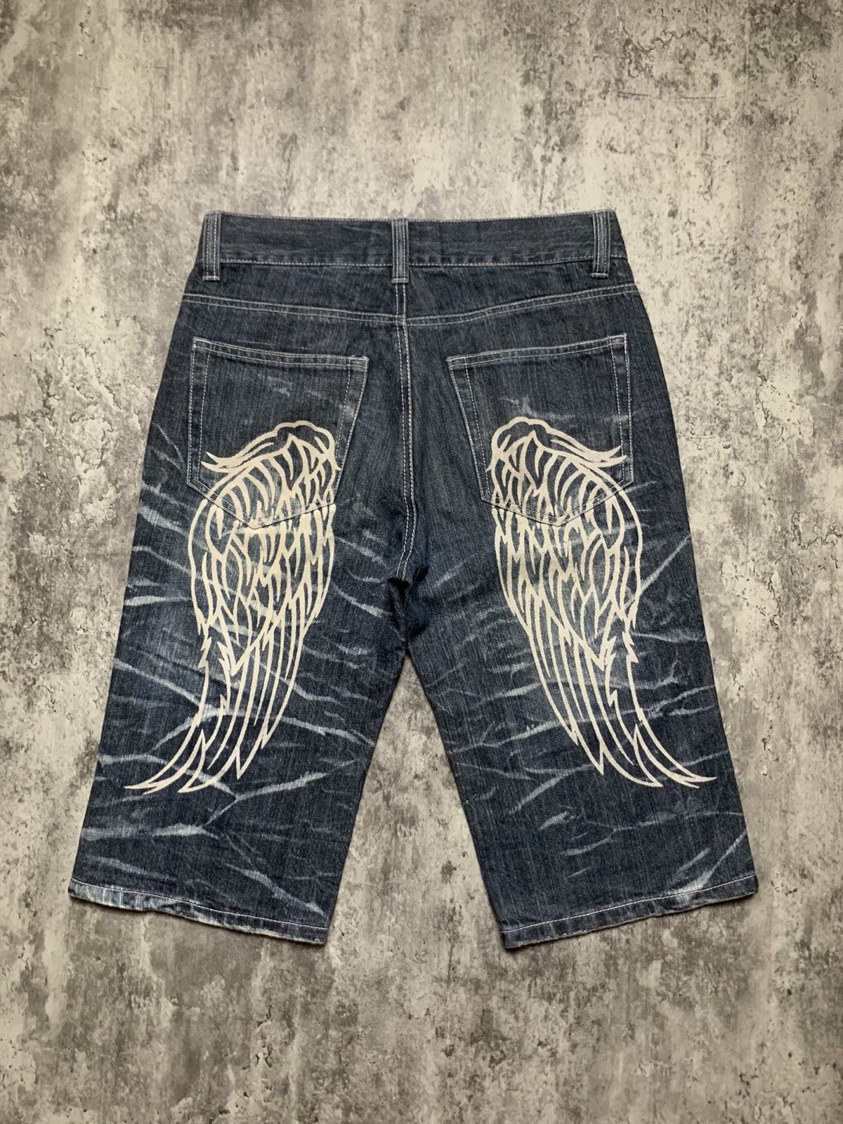 Tornado Mart Nylaus Japanese Clawmark Acid Wash Jorts Size US 31 - 1 Thumbnail