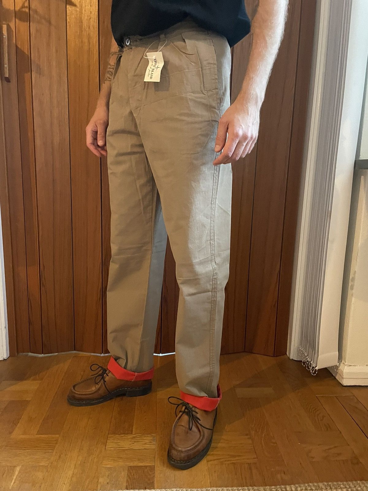 image of Massimo Osti x Stone Island First Season Tela Stella Pants in Beige, Men's (Size 30)