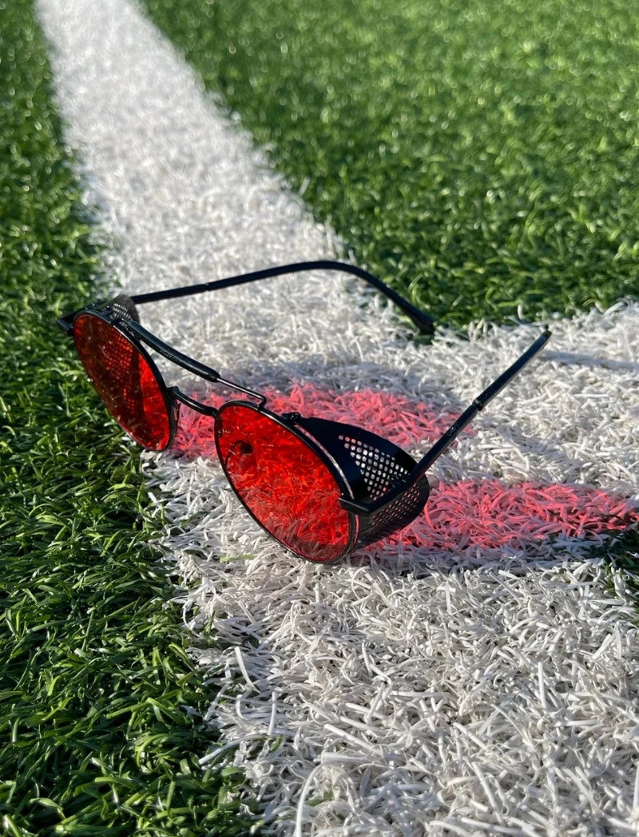 Vintage Vintage Red Lens Round Steampunk Sunglasses Size ONE SIZE - 3 Thumbnail