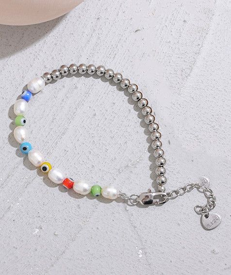 Jewelry Natural Pearl Beads Handmade Chain Bracelet Size ONE SIZE - 2 Thumbnail
