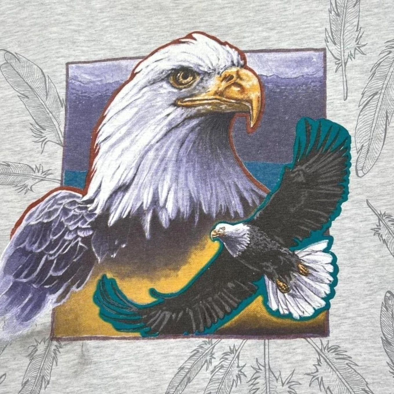 Hanes VINTAGE Hanes On Location Eagle All-Over Print Single Stitch T-Shirt Large Size US L / EU 52-54 / 3 - 3 Thumbnail