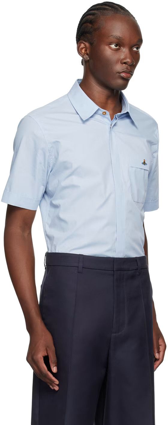 Vivienne Westwood o1y0525 Logo Solid Color Shirt in Sky Blue Size US M / EU 48-50 / 2 - 2 Thumbnail