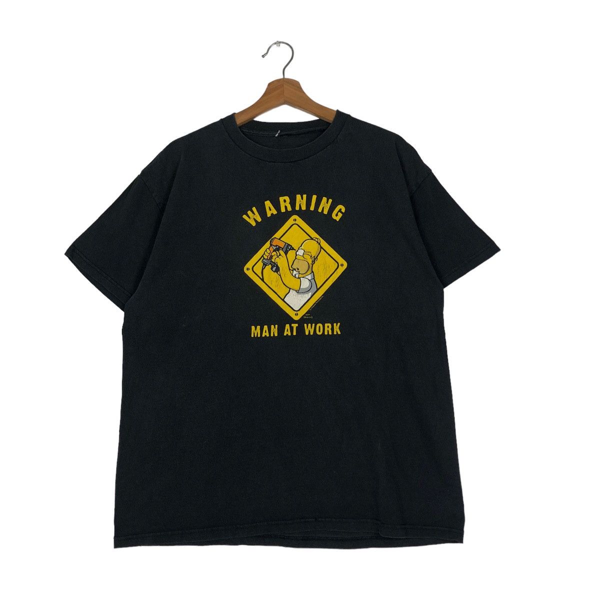 Cartoon Network 🔥Vintage The Simpson Warning Man At Work Big Logo Tee Size US M / EU 48-50 / 2 - 1 Thumbnail