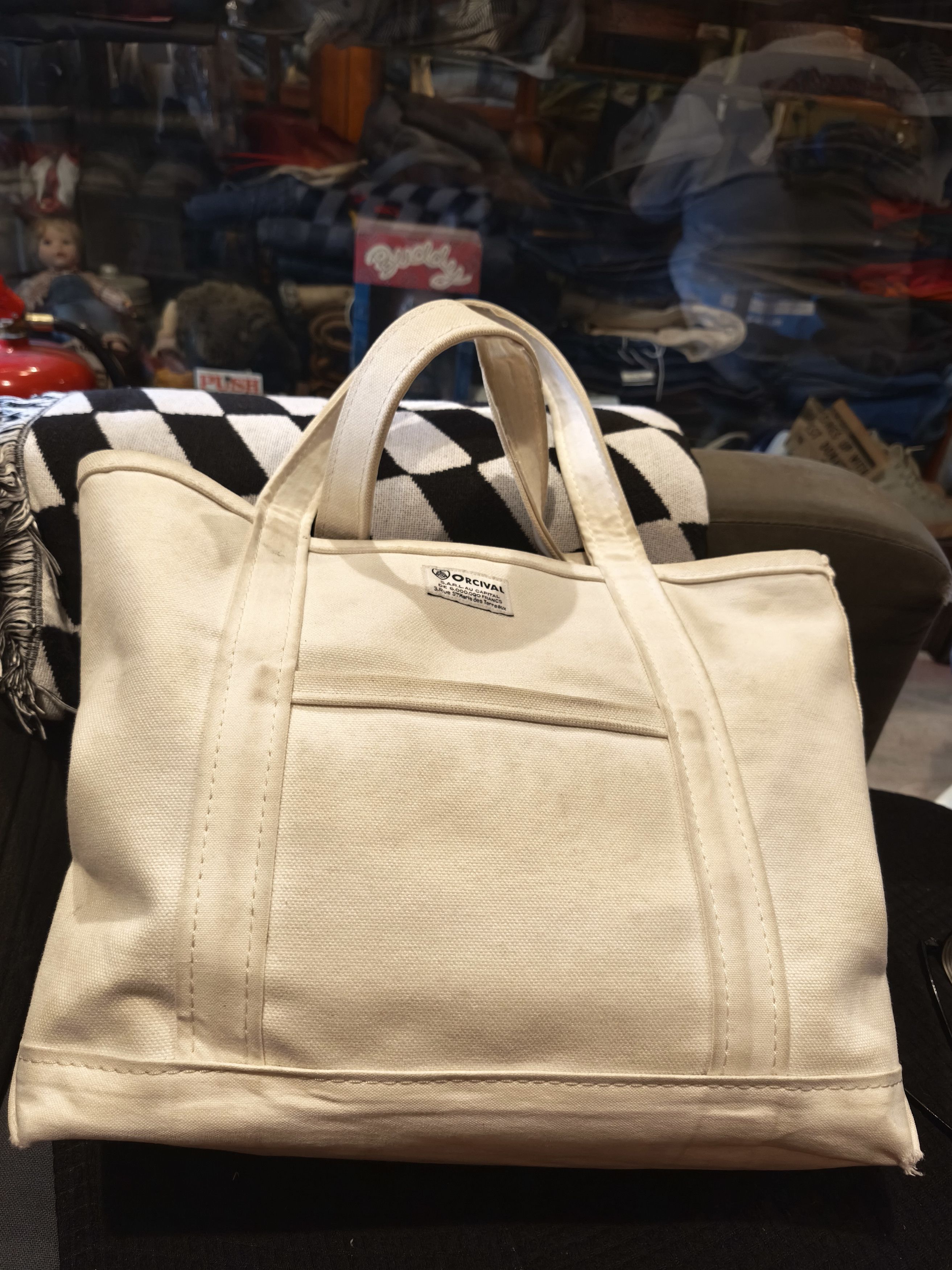 Orcival Orcival Sand Beige Canvas Tote Bag Medium Size ONE SIZE - 1 Thumbnail