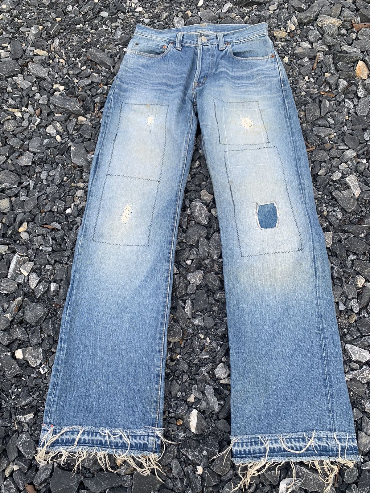 Kapital VINTAGE BLUE BLUE INDIGO SELVEDGE JAPANESE DISTRESSED DENIM Size US 28 / EU 44 - 3 Thumbnail