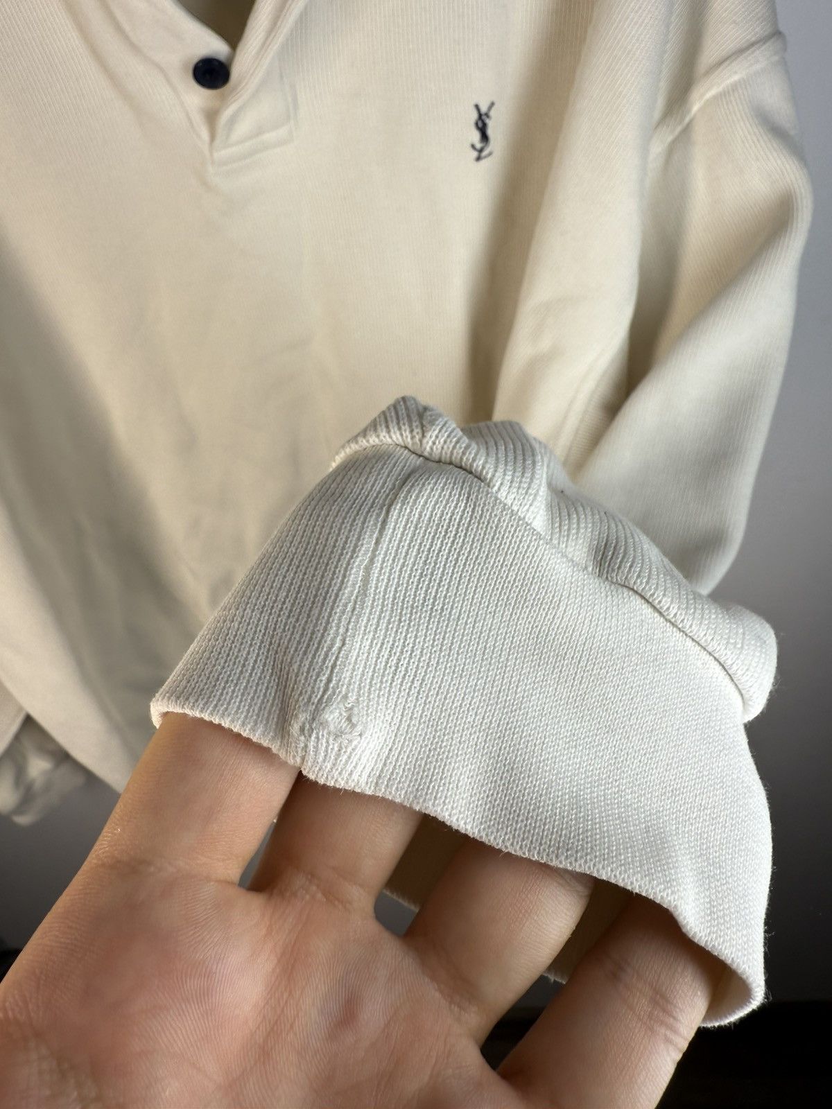 Yves Saint Laurent 90s YSL Sweatshirt White/Sweater Vintage Quarter Zip Up Size US L / EU 52-54 / 3 - 24 Thumbnail