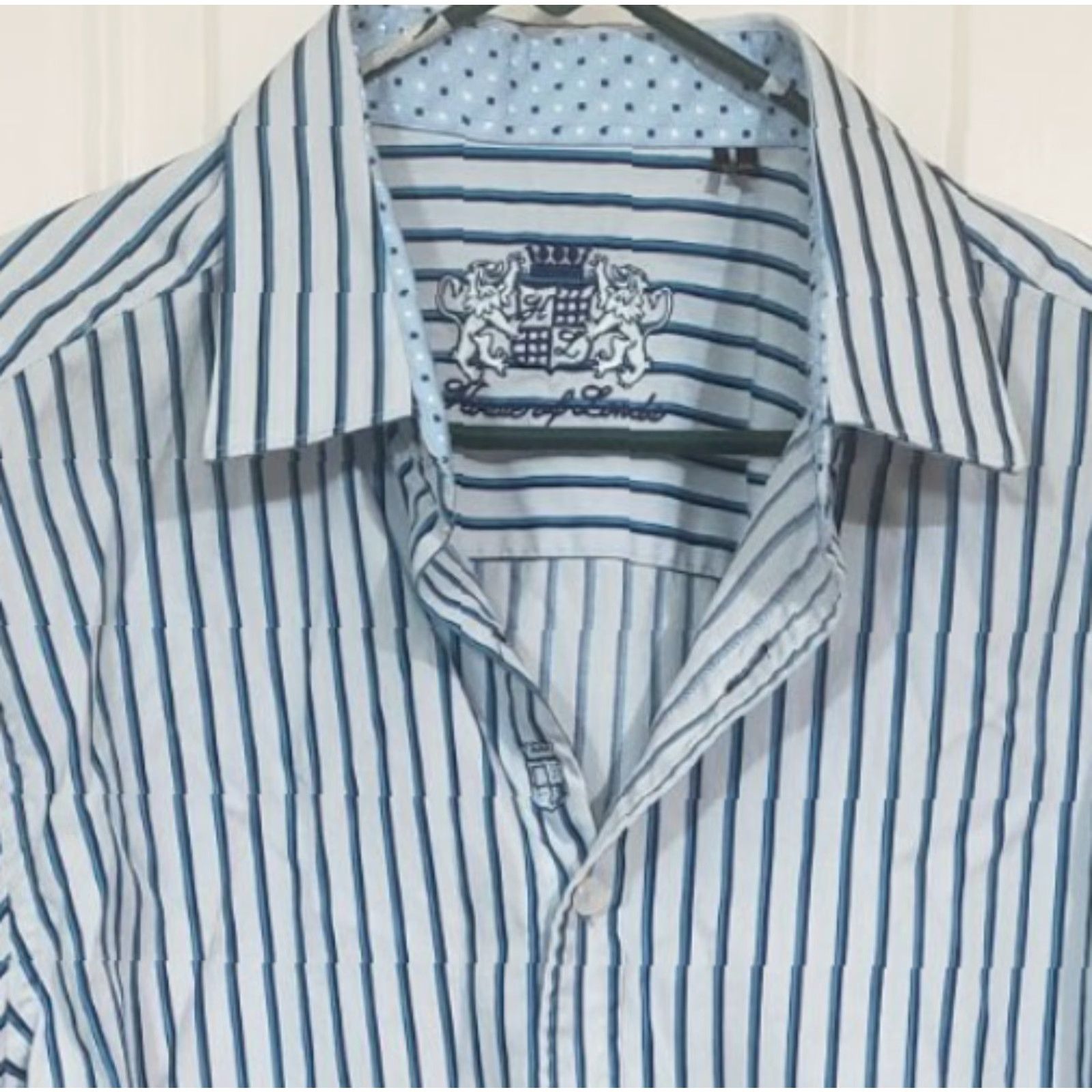 Vintage Mens House of Lords Striped Casual Shirt White Blue Premium Cotton XXL Button-Up Shirt Mens Size US XXL / EU 58 / 5 - 3 Thumbnail