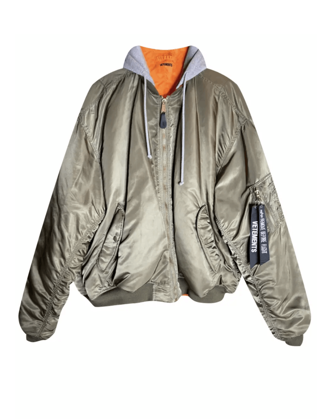 image of Alpha Industries Hooded Iconic Bomber in Khaki, Women's (Size XS)