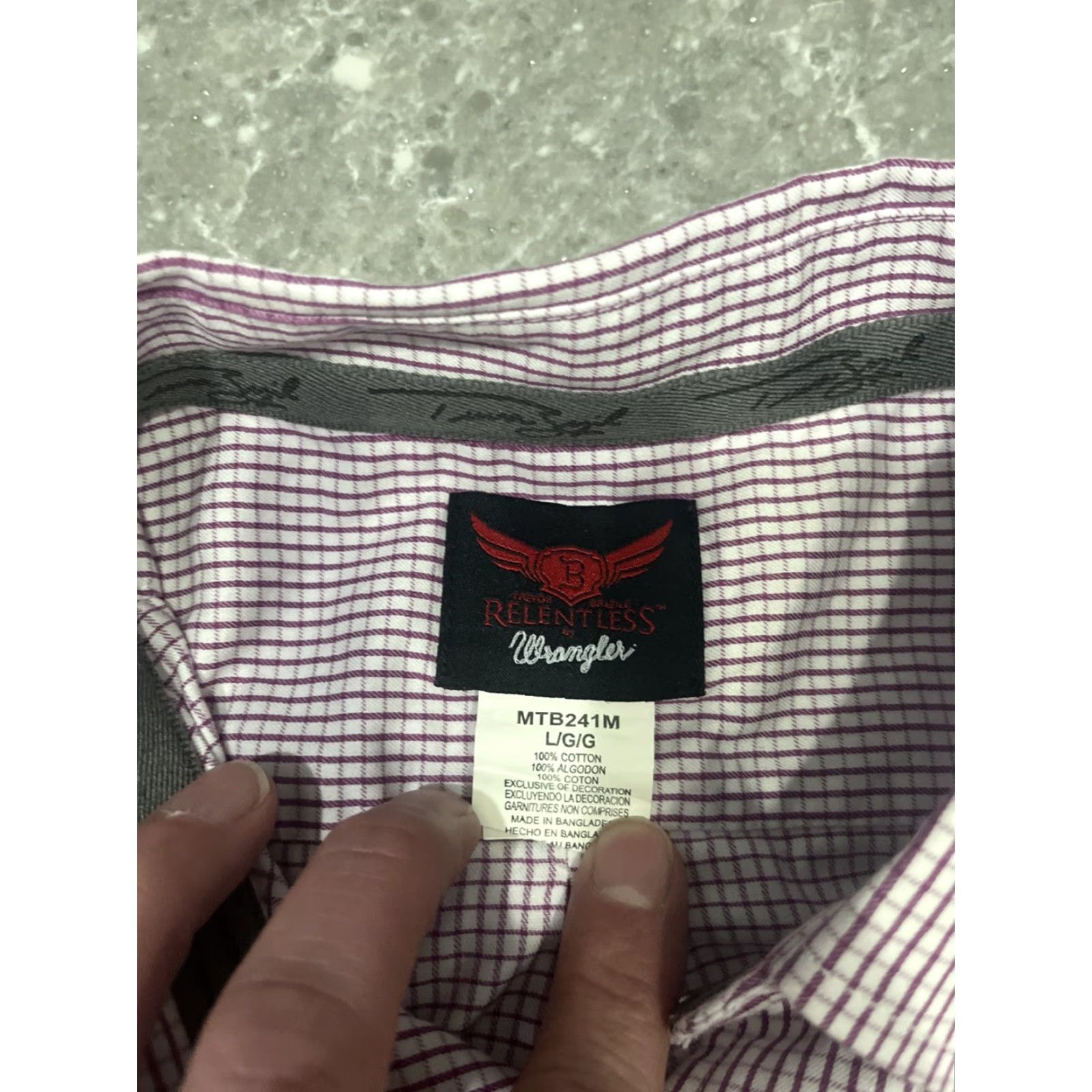 Wrangler Wrangler Relentless Shirt Mens L Gingham Plaid Button-Up Long Sleeve Size US L / EU 52-54 / 3 - 3 Thumbnail