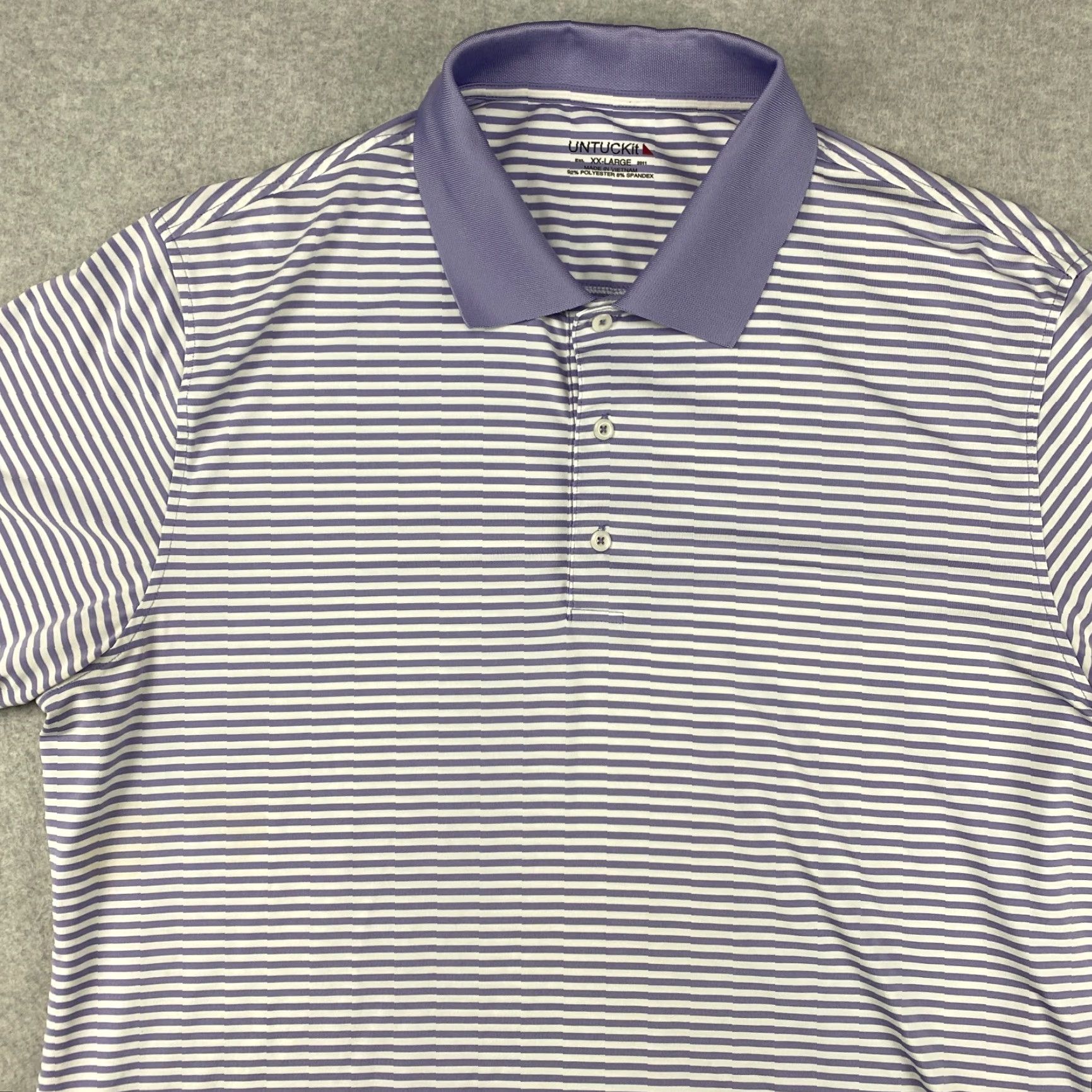 UNTUCKit UNTUCKit Shirt Mens XXL Cronos Golf Stretch Striped Purple Polo Size US XXL / EU 58 / 5 - 3 Thumbnail