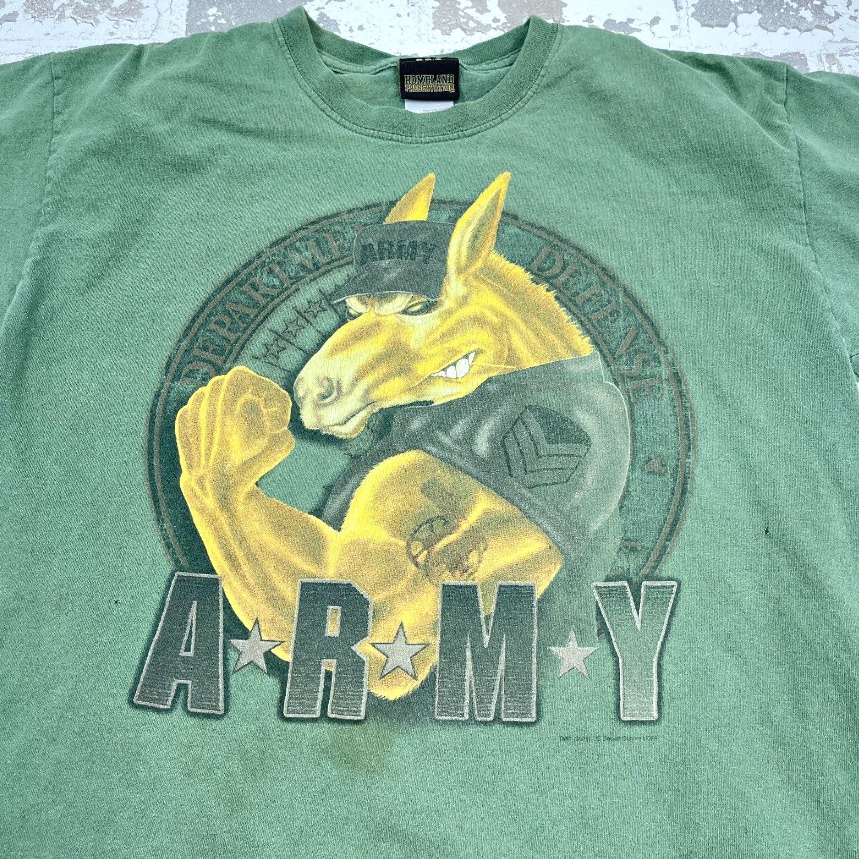 Vintage VINTAGE Homeland United States Army T-Shirt Men L Green Crew Neck Graphic Print Size US L / EU 52-54 / 3 - 2 Thumbnail