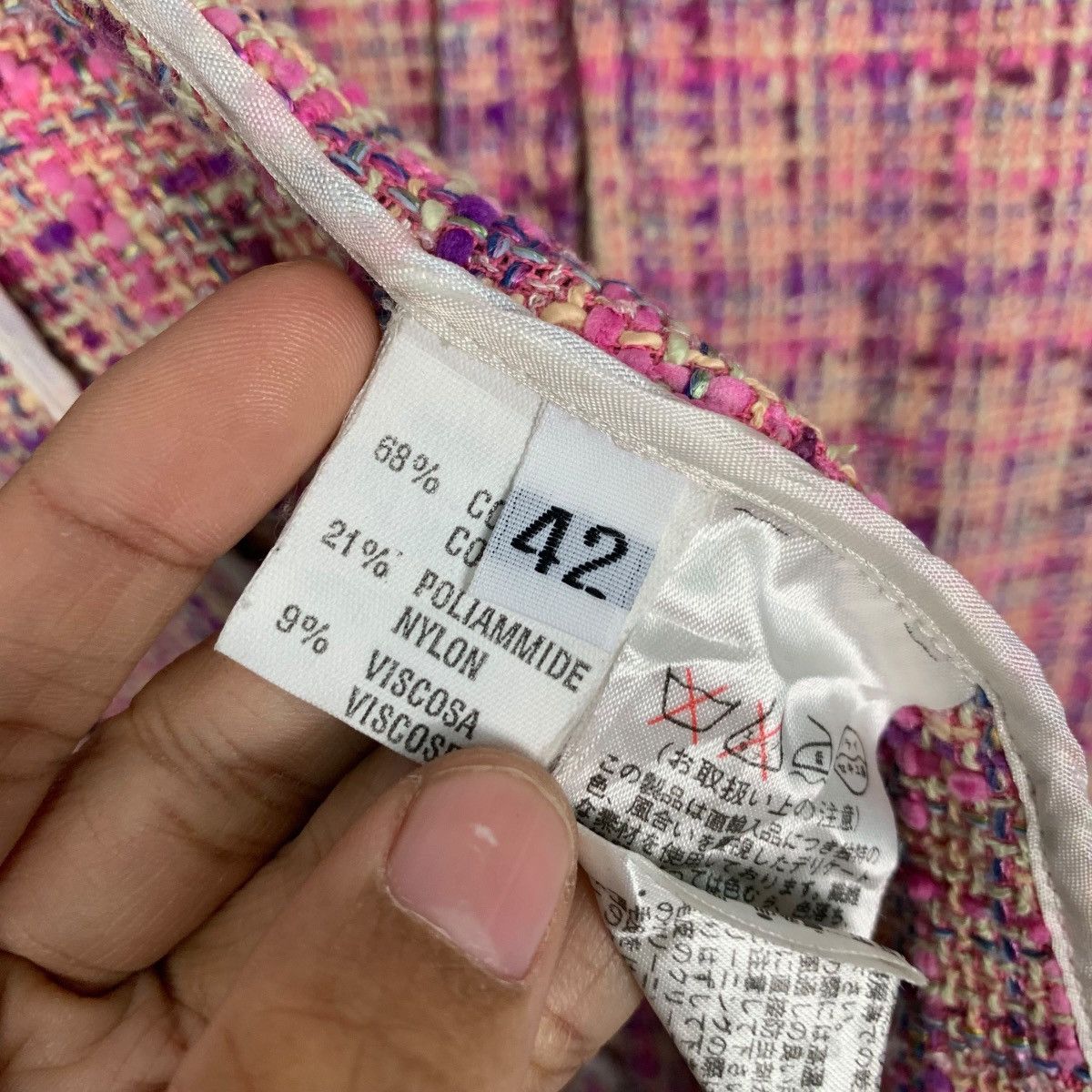 Vintage HERMILLE BOUTIQUE Pink Tweed Jacket #2747-C124 Size S / US 4 / IT 40 - 14 Thumbnail