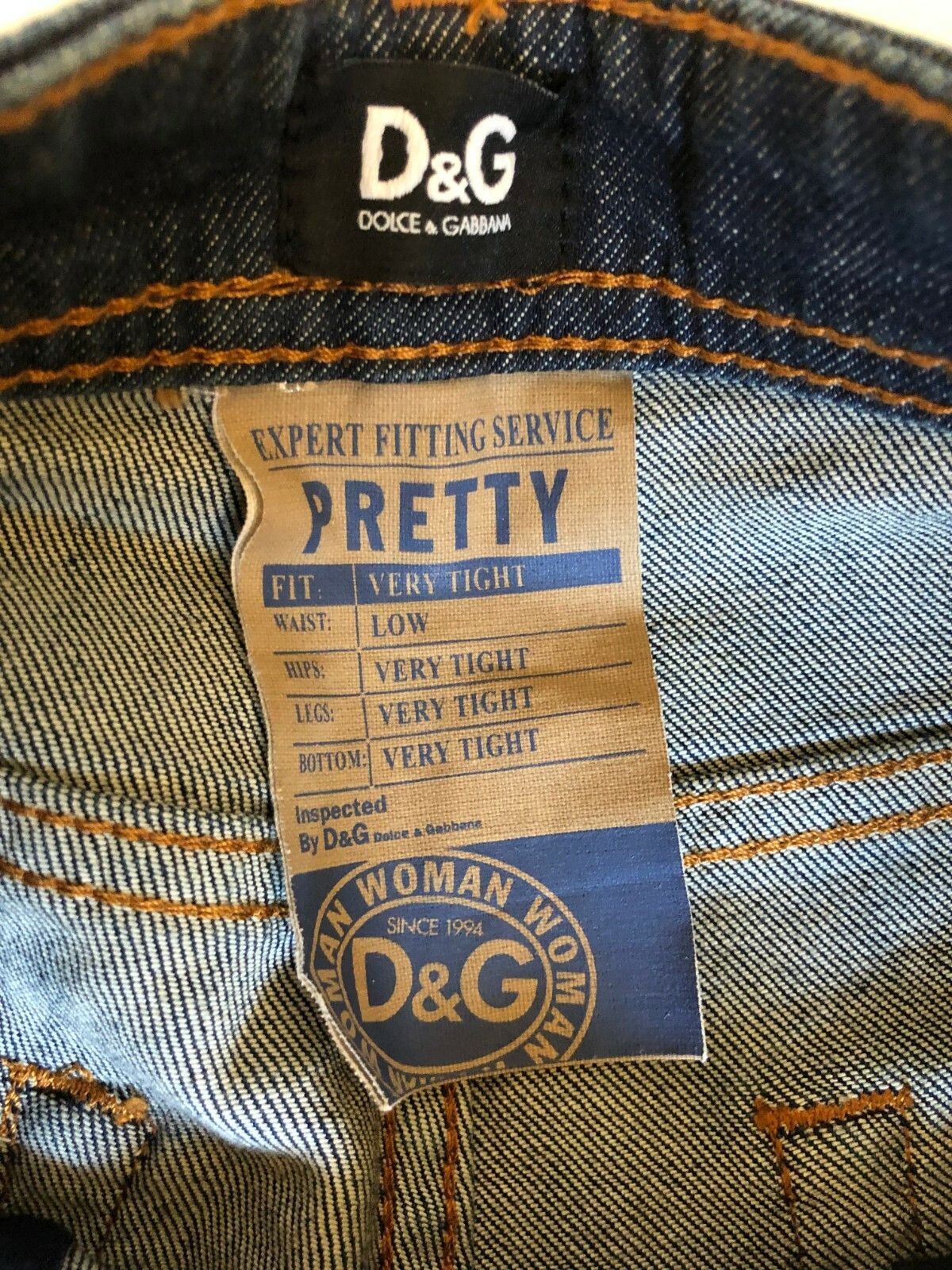 Dolce & Gabbana D & G Stone Washed Tight Jeans 23 Cotton Slim Made Italy Size 23" - 7 Thumbnail