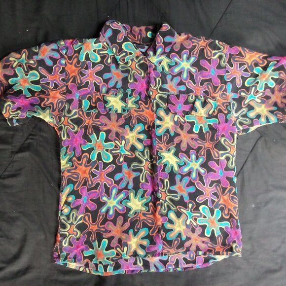 Other Vintage Abstract Geometric Amoeba Silk Button Shirt Size S / US 4 / IT 40 - 2 Thumbnail