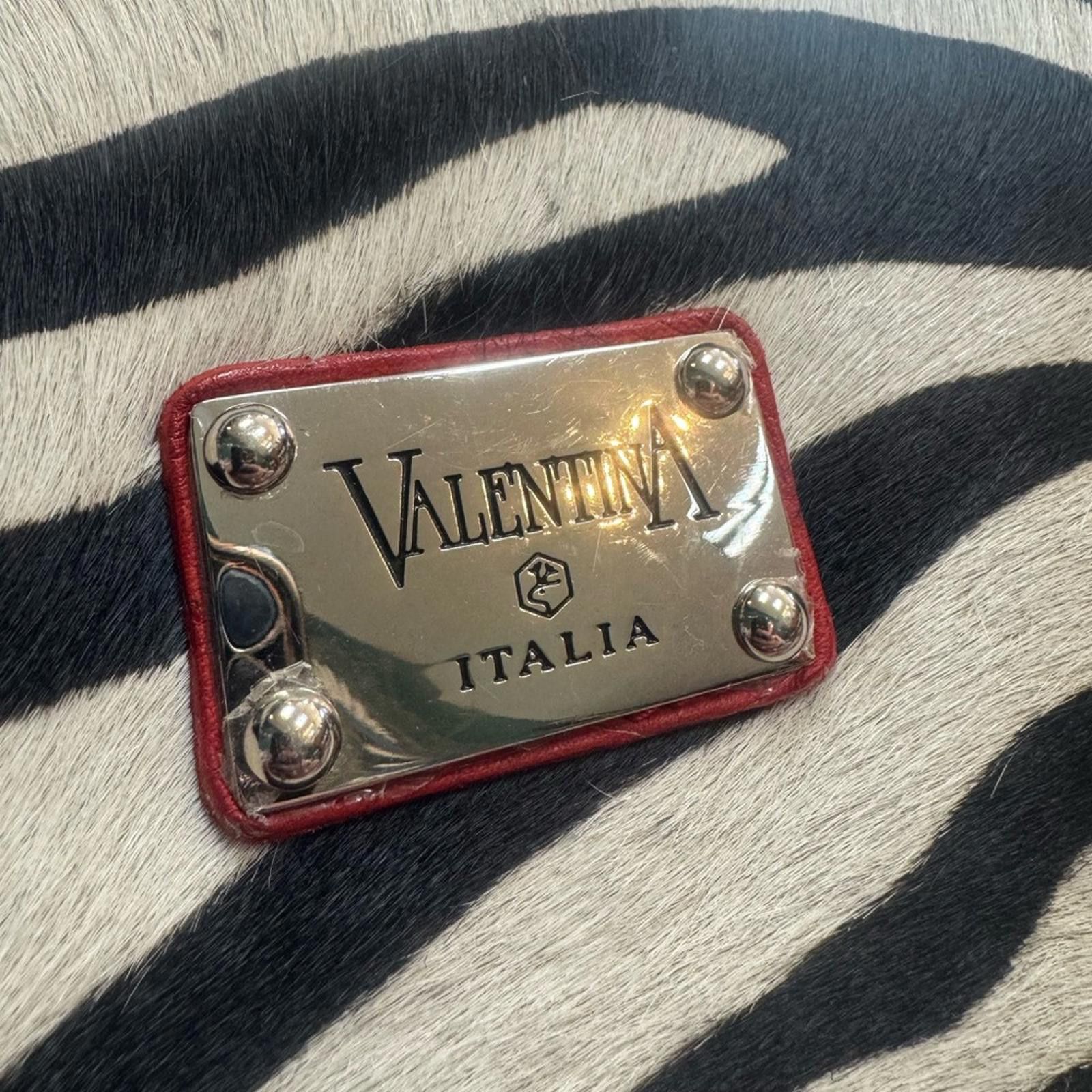 Valentino Valentina Zebra Print Calf Fur w/Red Leather Straps Bag Size ONE SIZE - 10 Thumbnail