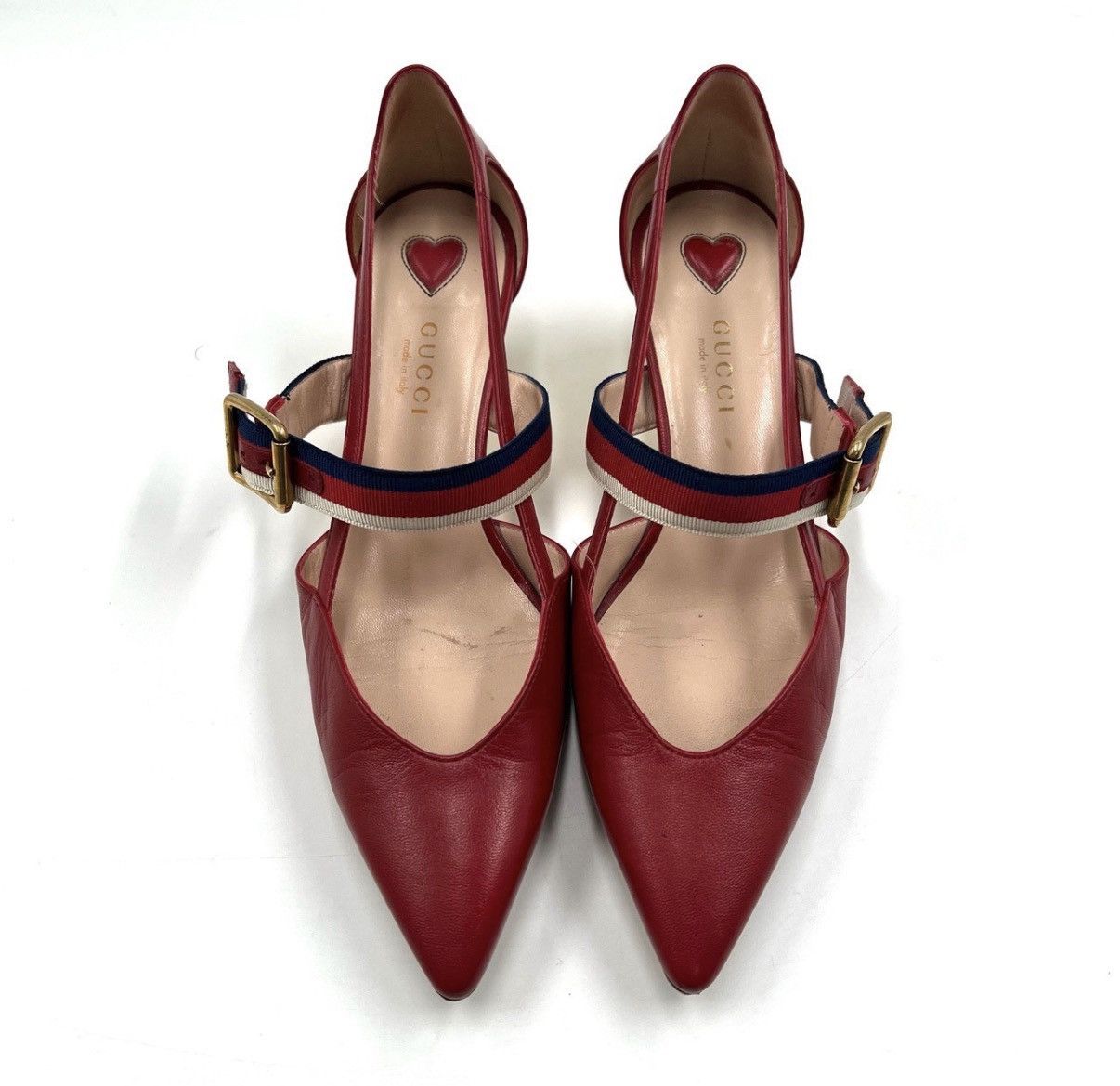 Gucci Gucci/Red Pointed Toe Bamboo Heels K12 Size US 5 / IT 35 - 1 Thumbnail