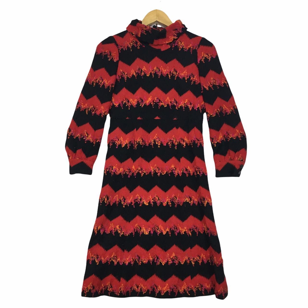 Vintage Vtg Long Sleeve Quarter Zip Dress Missoni Zigzag Pattern Size S / US 4 / IT 40 - 3 Thumbnail