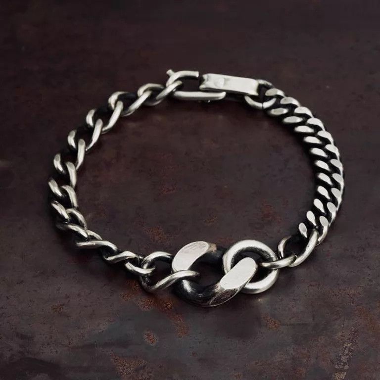 Werkstatt Munchen Werkstatt Munchen M2528 Silver Heavy Scratch Mixed Chain Size ONE SIZE - 4 Thumbnail