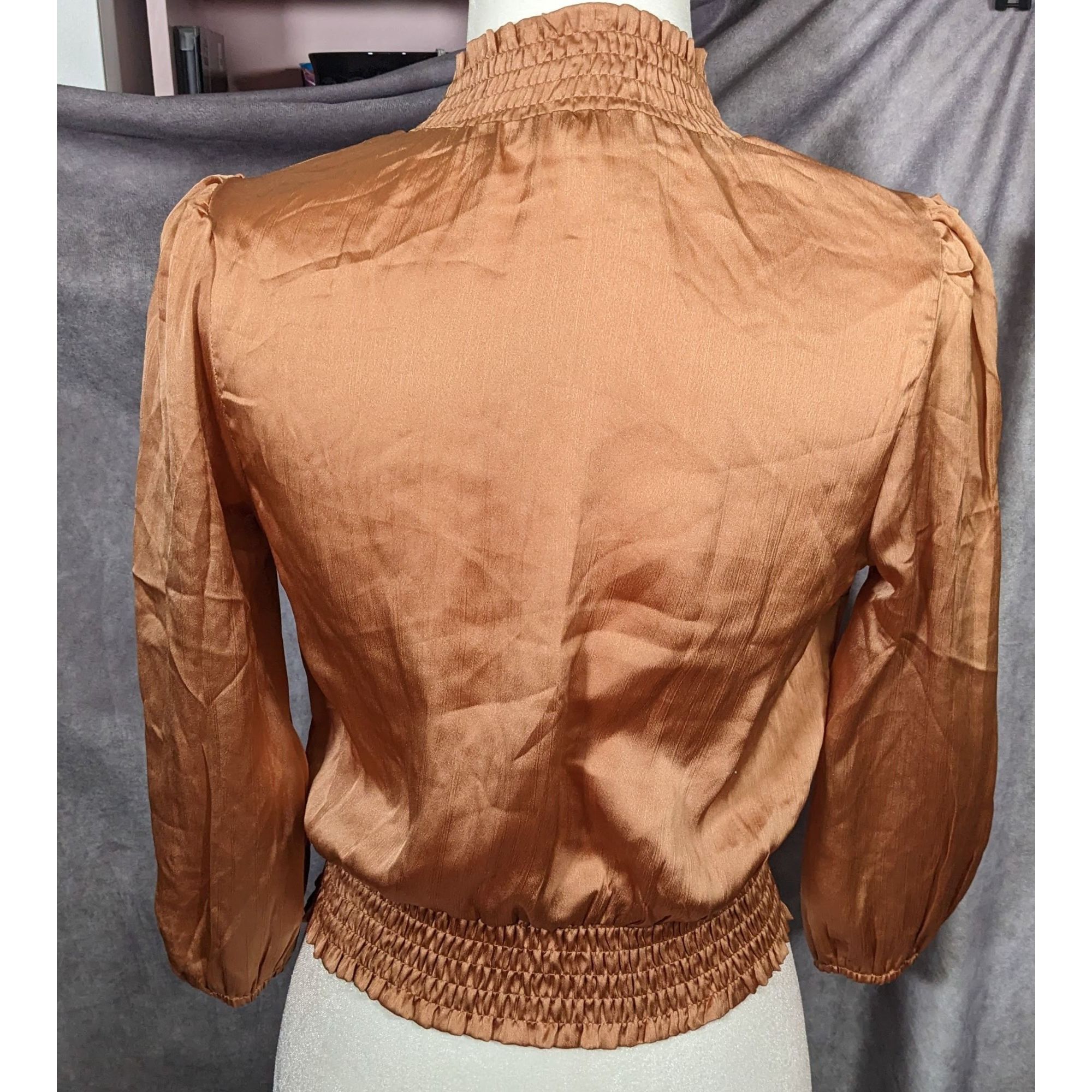 Other Monteau Rust Long Sleeve Poufy Ruffle Crop Top Size M / US 6-8 / IT 42-44 - 7 Thumbnail