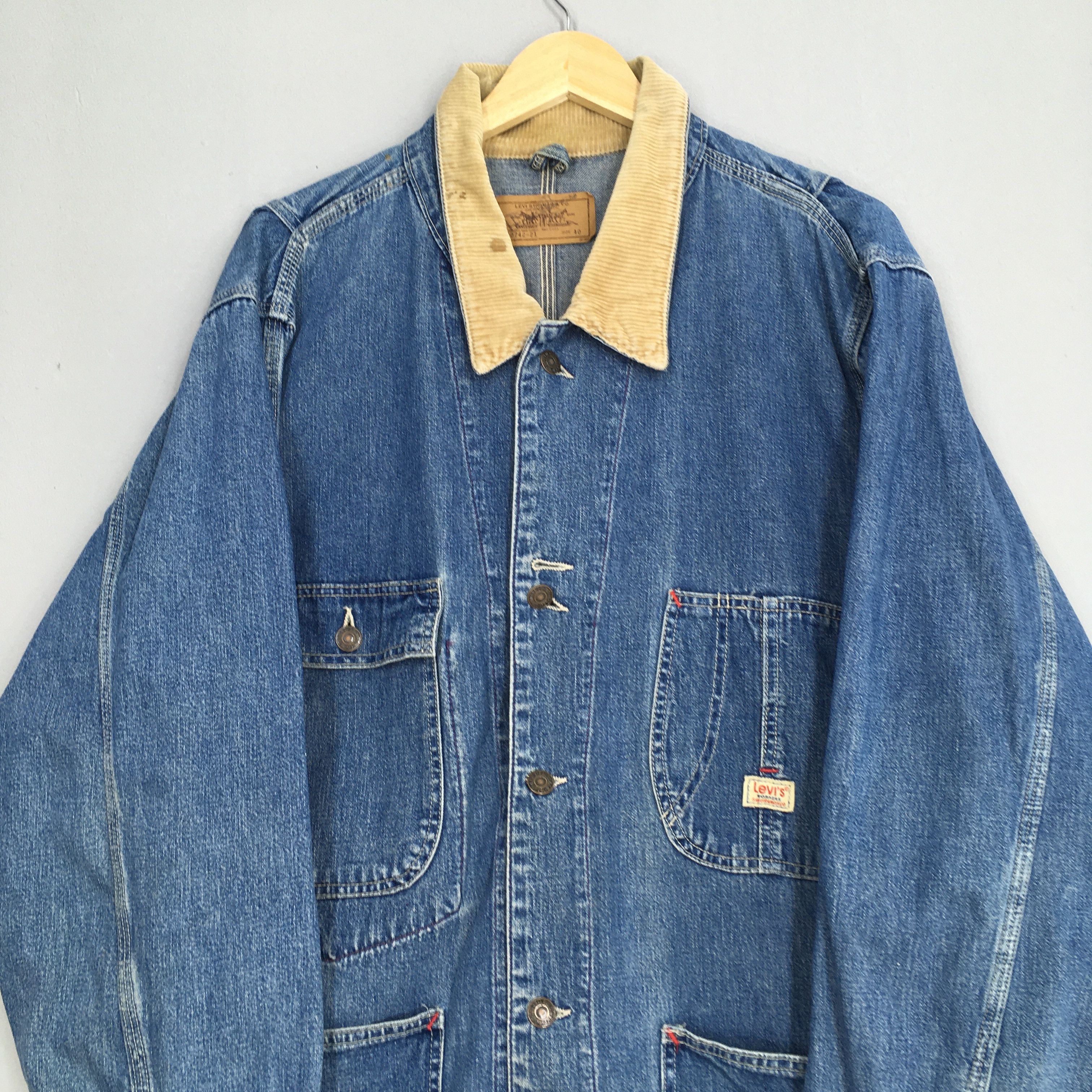 Levi's Vintage 1990s Levi's Denim Jeans Worker Jacket XLarge Size US XL / EU 56 / 4 - 2 Thumbnail