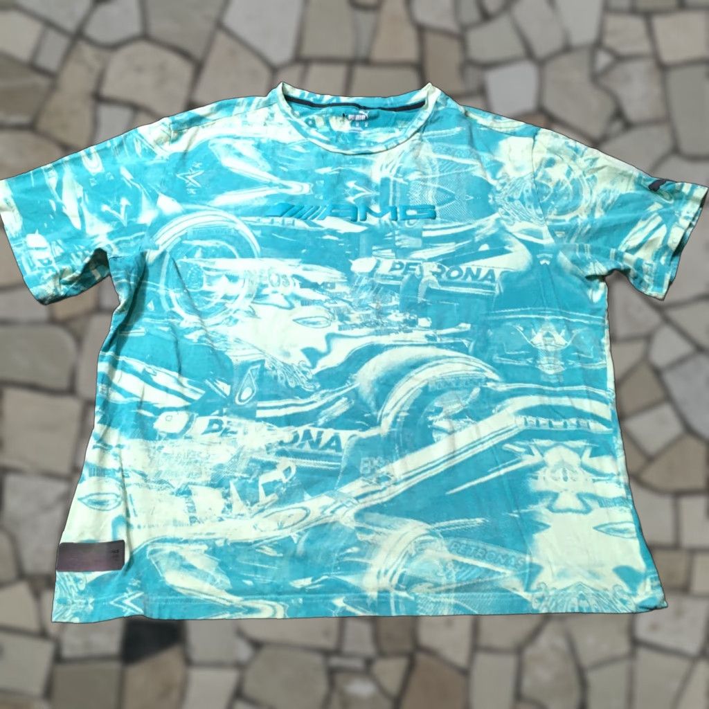 Puma PUMA BENZ LOGO AMG T-Shirt Mens XL Green All Over Print Size US XL / EU 56 / 4 - 1 Thumbnail