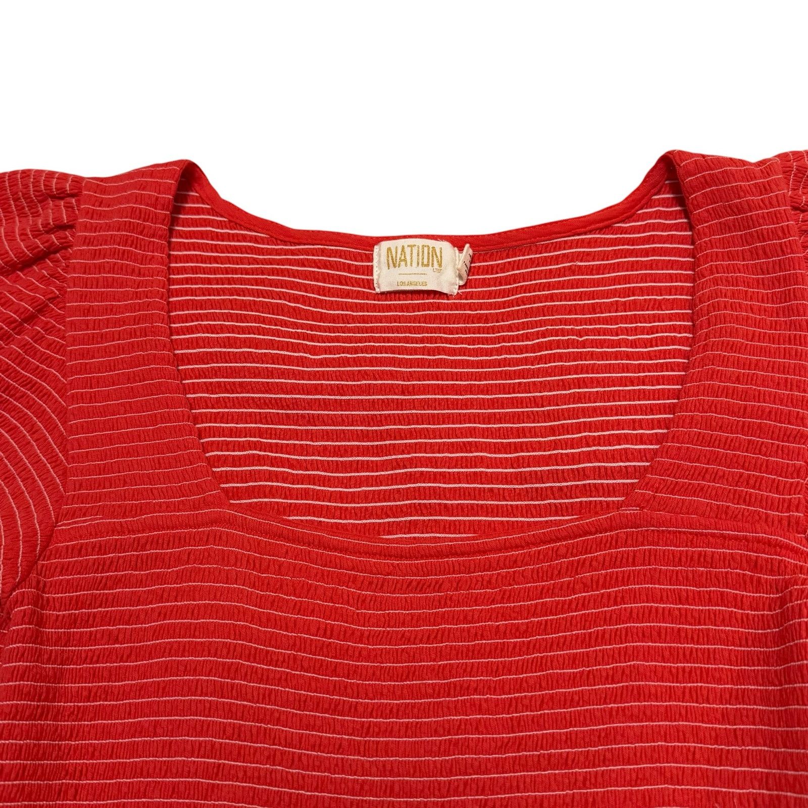 Nation LTD Nation Scarlett Smocked Flutter Sleeve Top Cotton Red Small Size S / US 4 / IT 40 - 4 Thumbnail