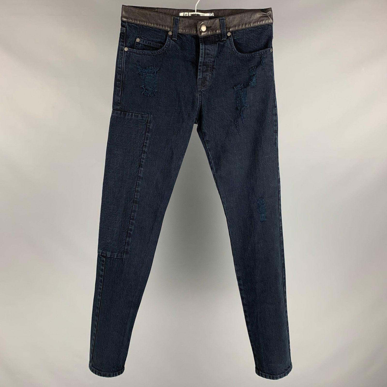 McQ Alexander McQueen Size 32 Navy Distressed Cotton Jeans Size US 32 / EU 48 - 1 Thumbnail