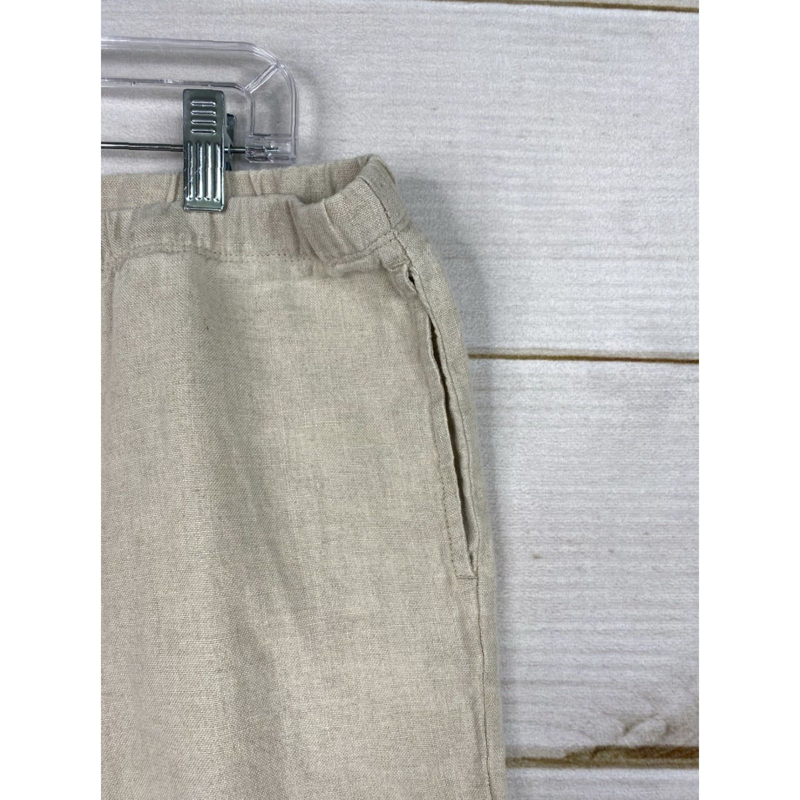 J. Jill J.Jill Linen Pants Womens Petite Beige Cropped Wide-Leg Pockets Beach Casual May 90s? Size 36" / US 14 / IT 50 - 2 Thumbnail