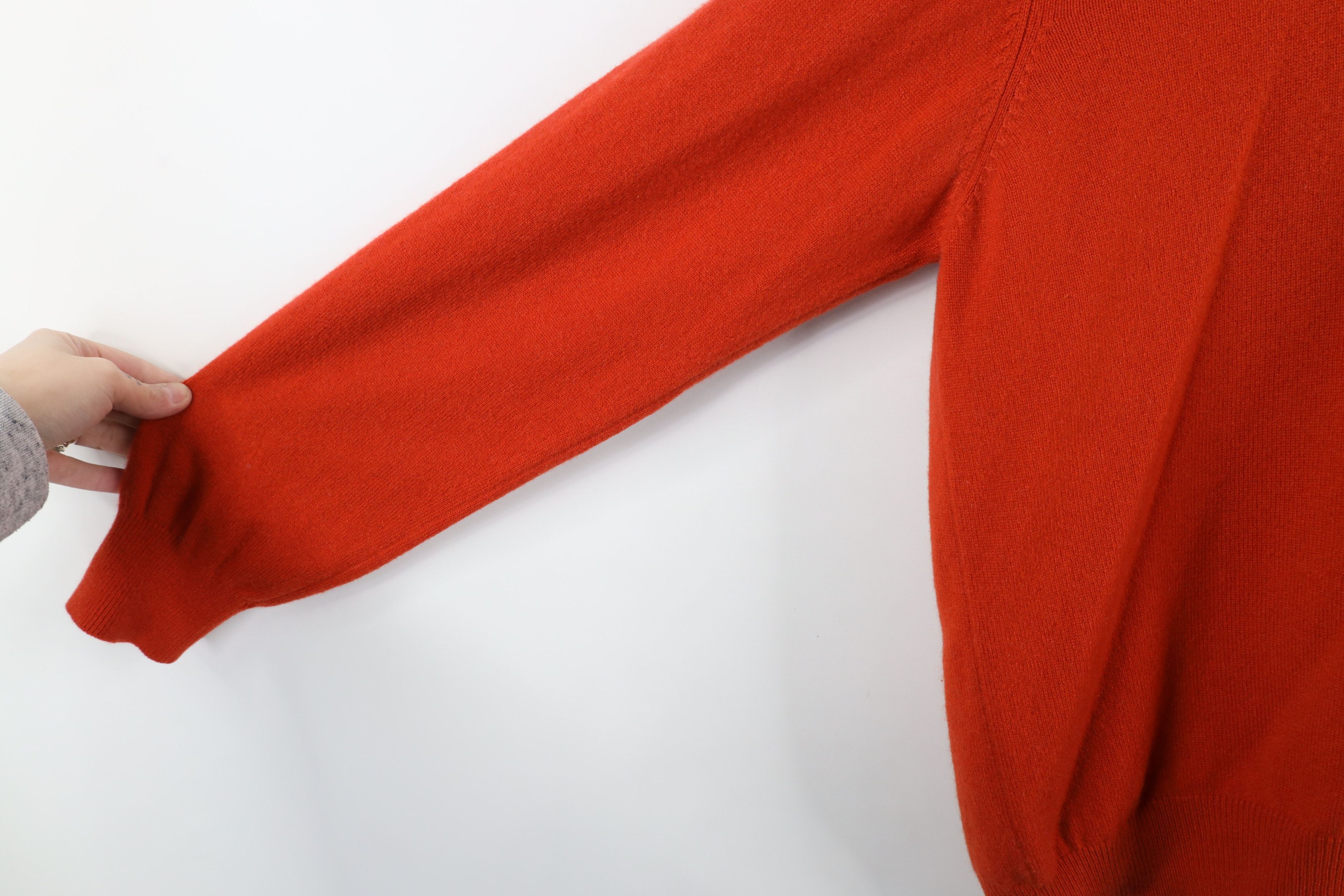 Lands' End × Vintage Vintage 90s Lands End Cashmere Knit V-Neck Sweater Orange Size L / US 10 / IT 46 - 6 Thumbnail