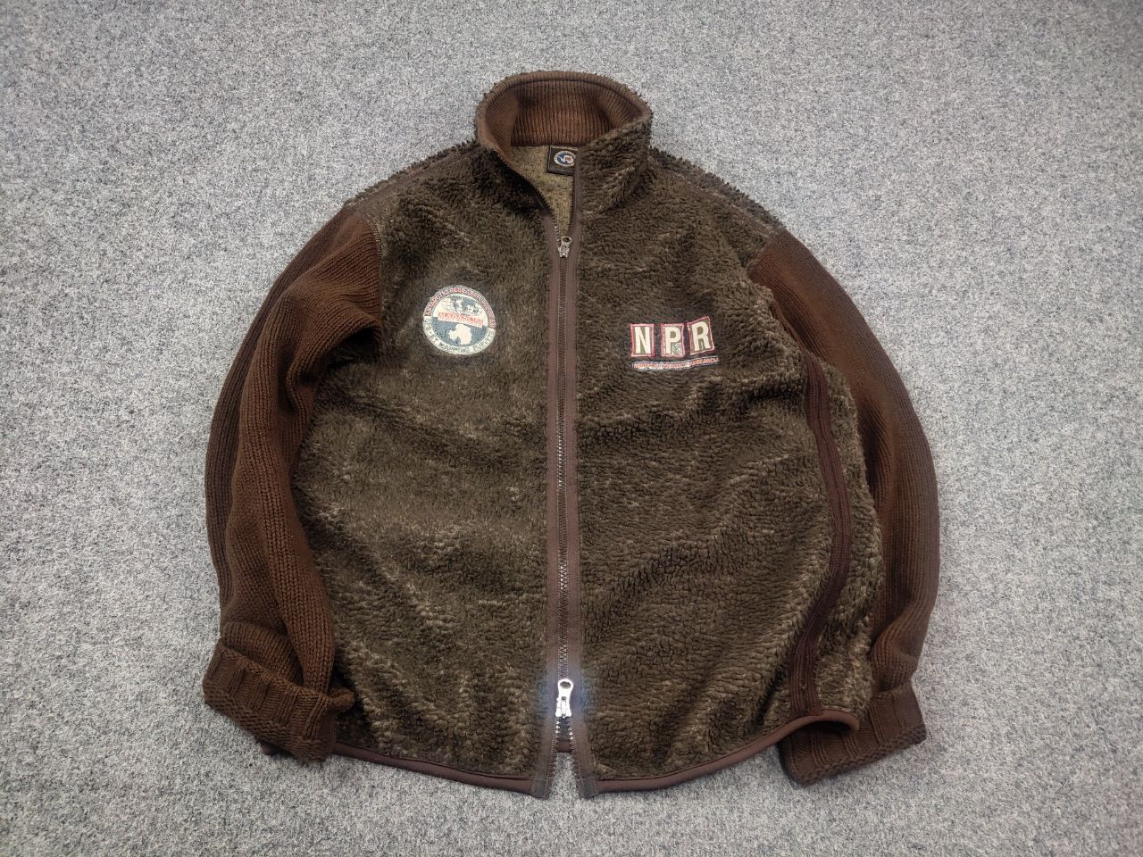 Napapijri Vintage Napapijri Sherpa Fleece Knit Sleeves Zip Pullover Size US M / EU 48-50 / 2 - 2 Thumbnail