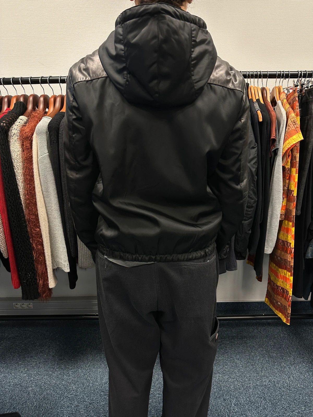 Prada Prada Sport FW2010 Leather & Nylon Black Hooded Jacket Size US M / EU 48-50 / 2 - 4 Thumbnail