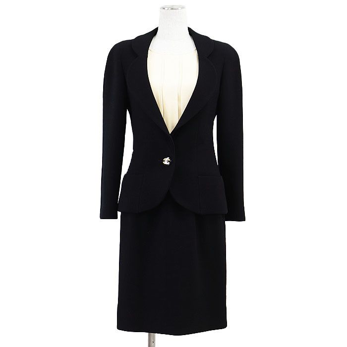 Chanel Chanel Chanel BOUTIQUE Wool Silk 2way Dress Jacket Set Leather Suits 28939 DUTY FREE for USA Size ONE SIZE - 1 Thumbnail