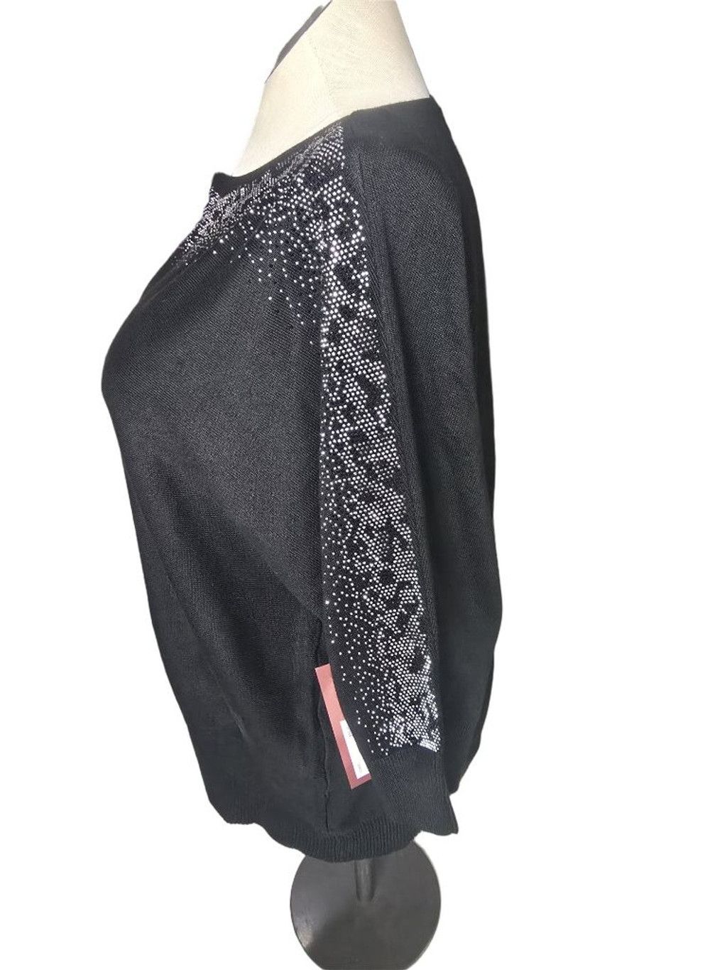 Other Women's LOVE SCARLETT Crew Neck Sweater 1X Black with Silver Size XL / US 12-14 / IT 48-50 - 3 Thumbnail