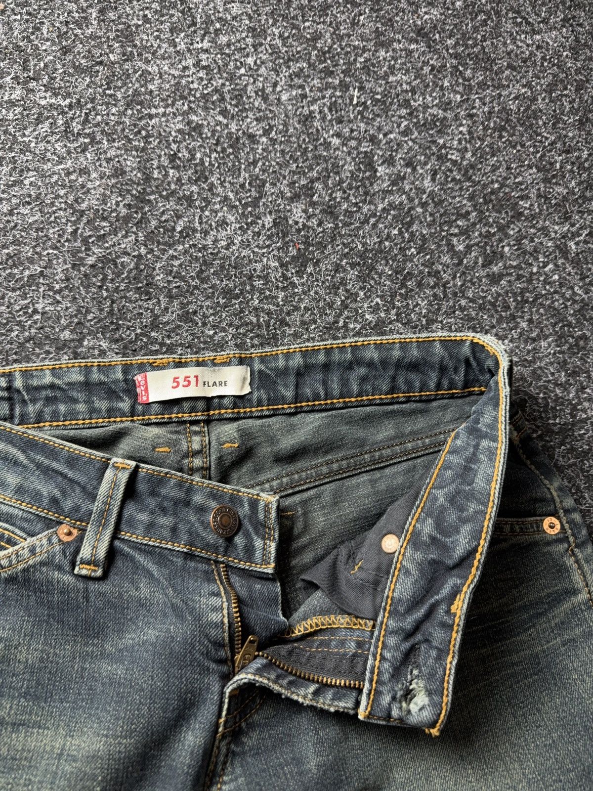 Levi's 00s Levi’s 551 Flare Y2K Vntg Bootcut Greenish Indigo Jeans Size 27" / US 4 / IT 40 - 8 Thumbnail