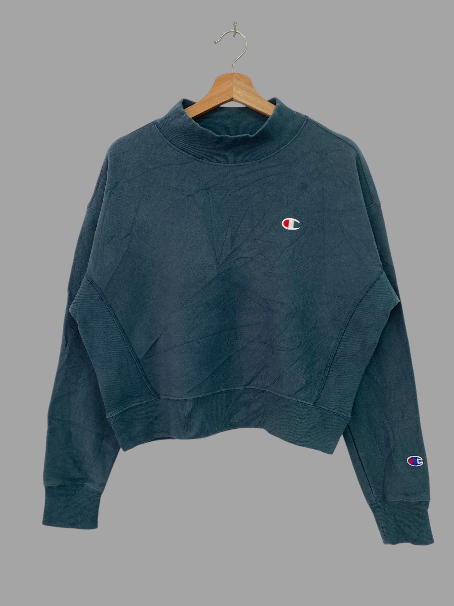 Champion × Vintage Vintage Croptop Champion Sweatshirt Reverse Wave L Size Size L / US 10 / IT 46 - 1 Thumbnail