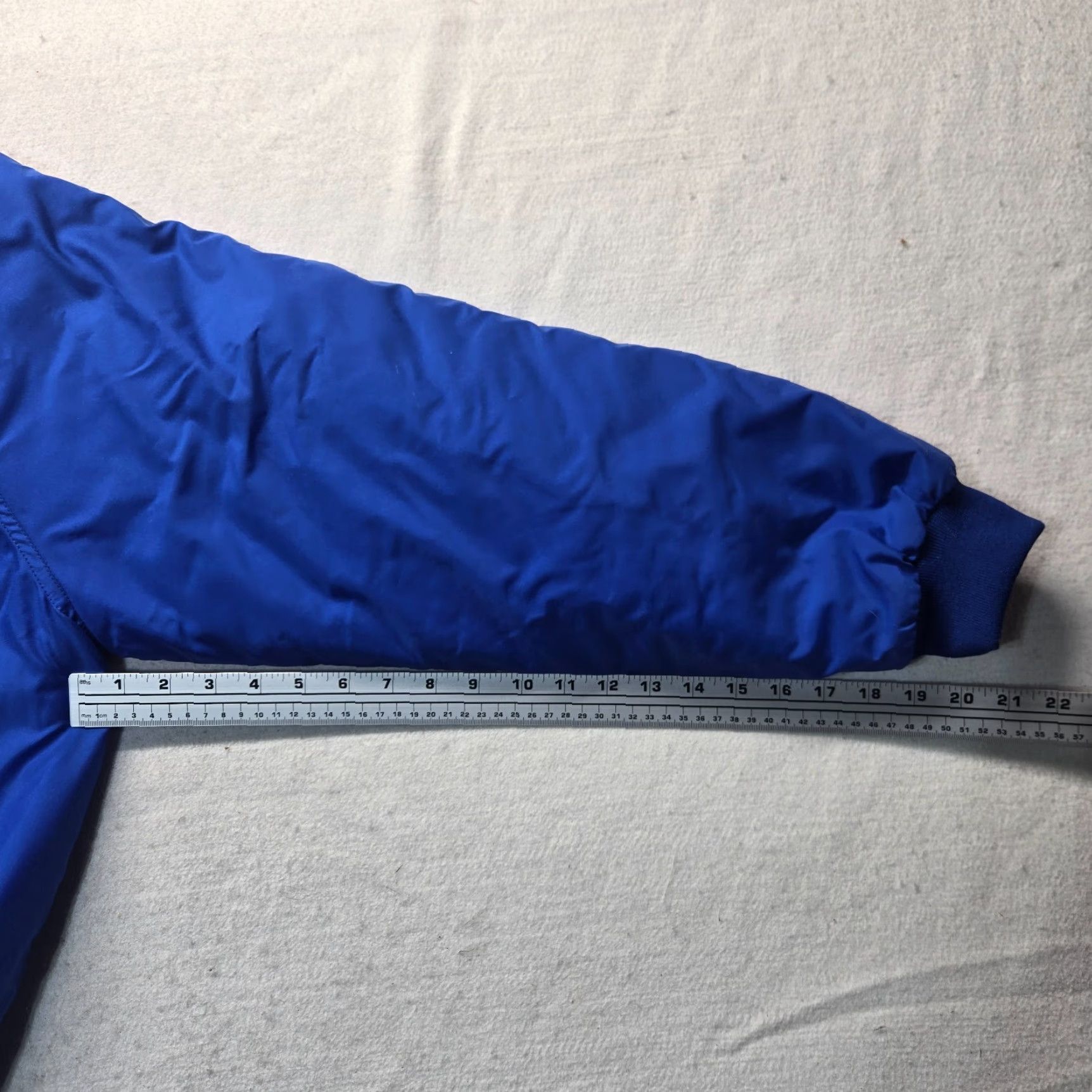 Holloway VINTAGE Holloway Emerson Plumbing & Heating Varsity Jacket Nylon Lined Men's XL Blue 80s Classic Football Style Snap Front Pockets Size US L / EU 52-54 / 3 - 6 Thumbnail