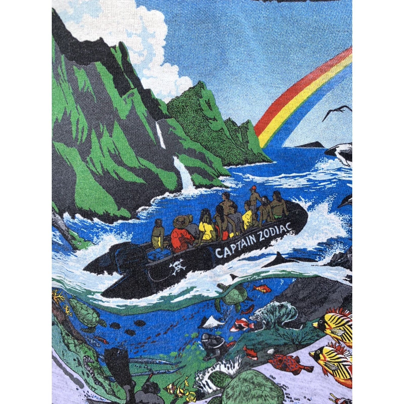 Anvil VINTAGE Anvil Captain Zodiak Napali Coast Kauai Raft Kauai Tank Top Unisex S Gray Cotton Blend Preshrunk Graphic Print T-Shirt USA Made Size US S / EU 44-46 / 1 - 5 Thumbnail