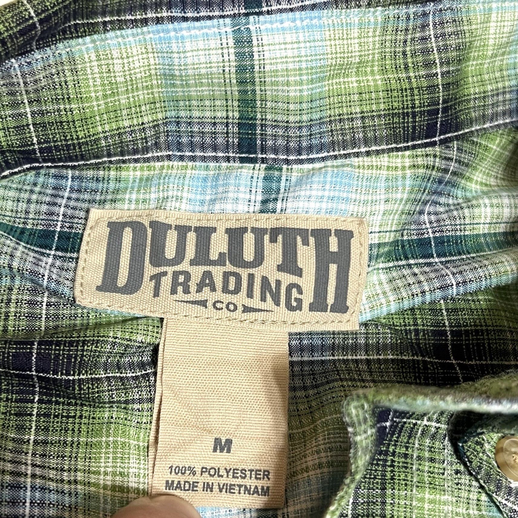 Vintage Duluth Mens M Long Sleeve Button-Down Green Plaid Shirt Polyester Size US M / EU 48-50 / 2 - 7 Thumbnail