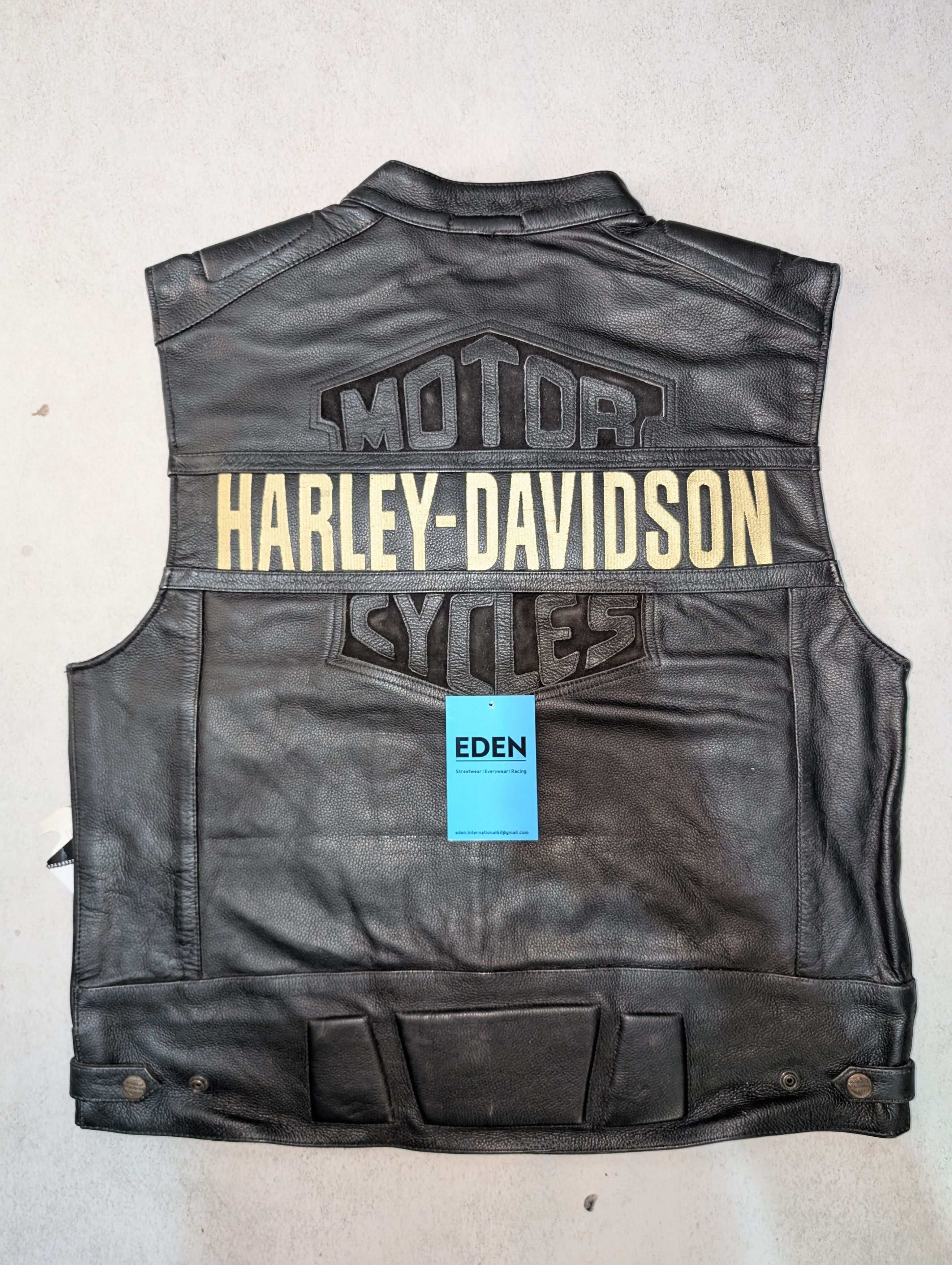 Harley Davidson 💥 Harley Davidson 💥 Vintage Leather Vest Rare Retro fit Size US XL / EU 56 / 4 - 6 Thumbnail