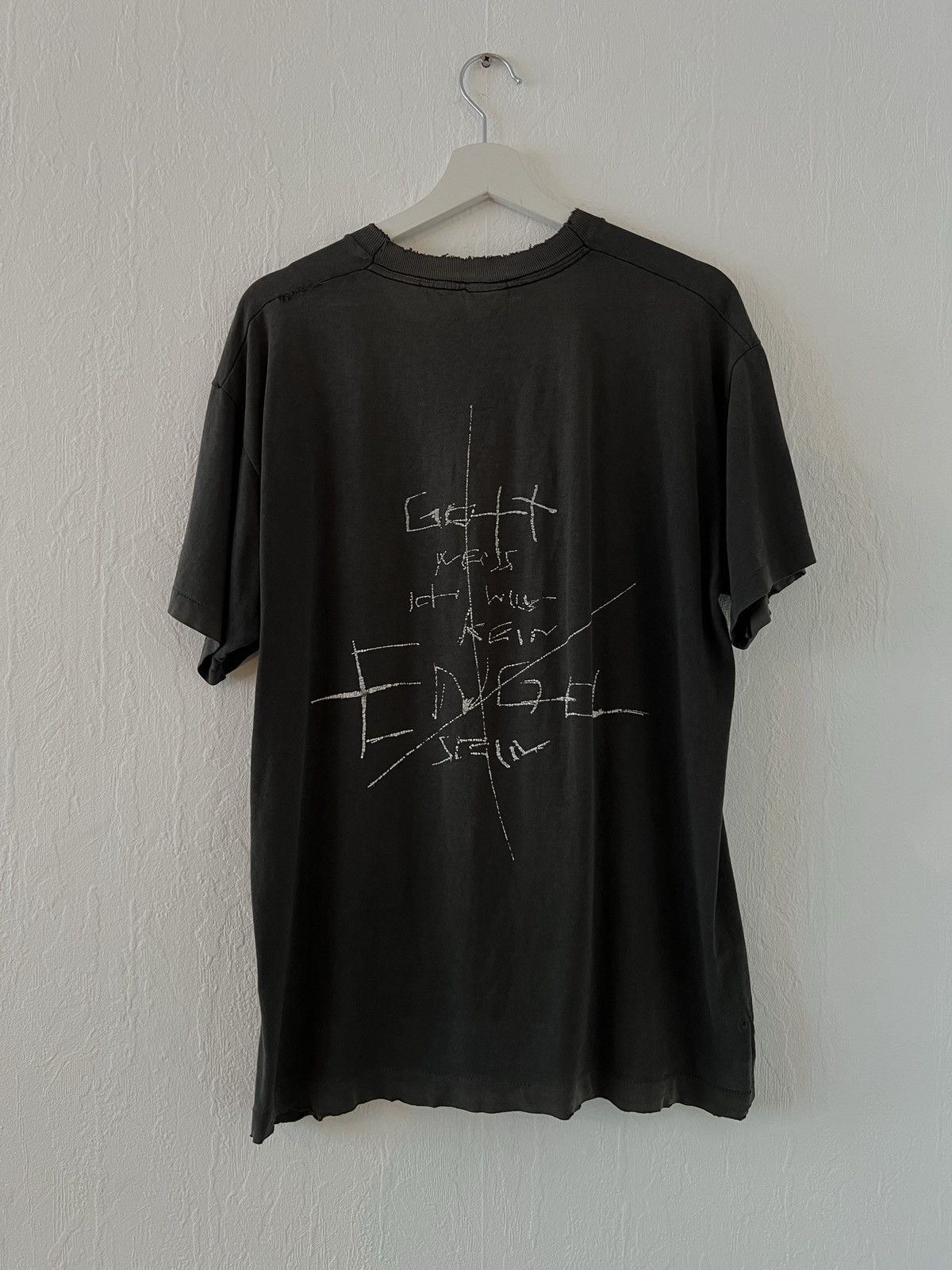image of Archival Clothing x Band Tees Insanely 1997 Rammstein Engel Lyrics Single Stich Shirt in Grey (Size