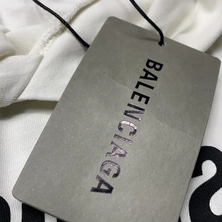 Balenciaga Balenciaga Balenciaga White Logo Print Long Sleeve Hoodie Size US S / EU 44-46 / 1 - 4 Thumbnail