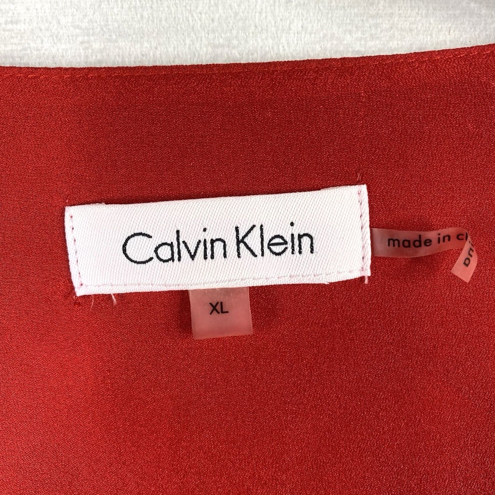 Calvin Klein Calvin Klein Womens Top XL Red Roll Tab Sleeve Surplice Tank Zipper Blouse Straighten: Professional, Classic, Designer, Business, Casual Size XL / US 12-14 / IT 48-50 - 5 Thumbnail