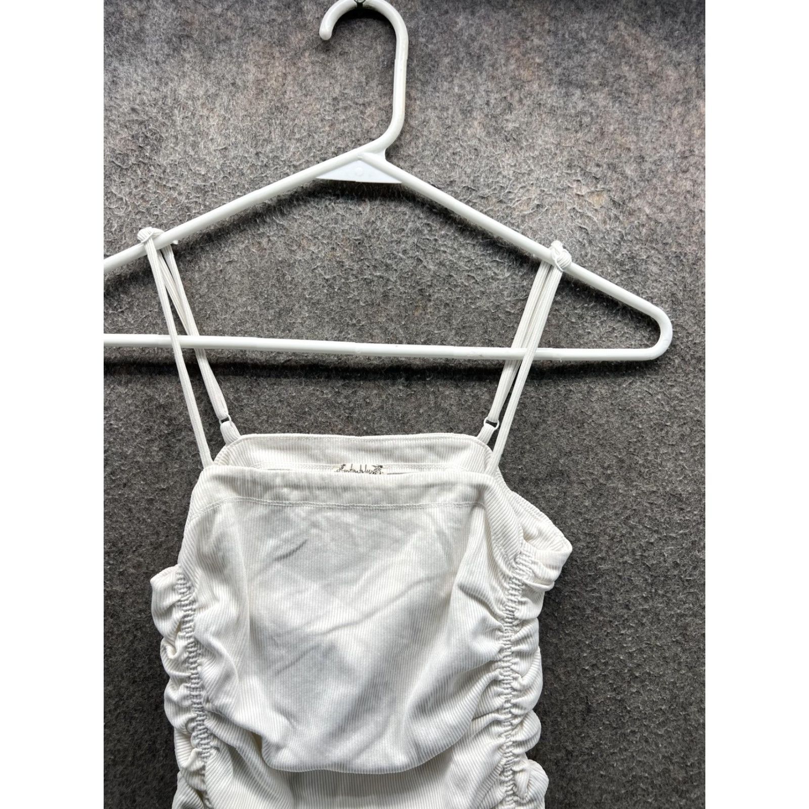 Free People Free People Bodysuit Womens Small White Ruched Adjustable Strap Ribbed Stretch Size S / US 4 / IT 40 - 6 Thumbnail