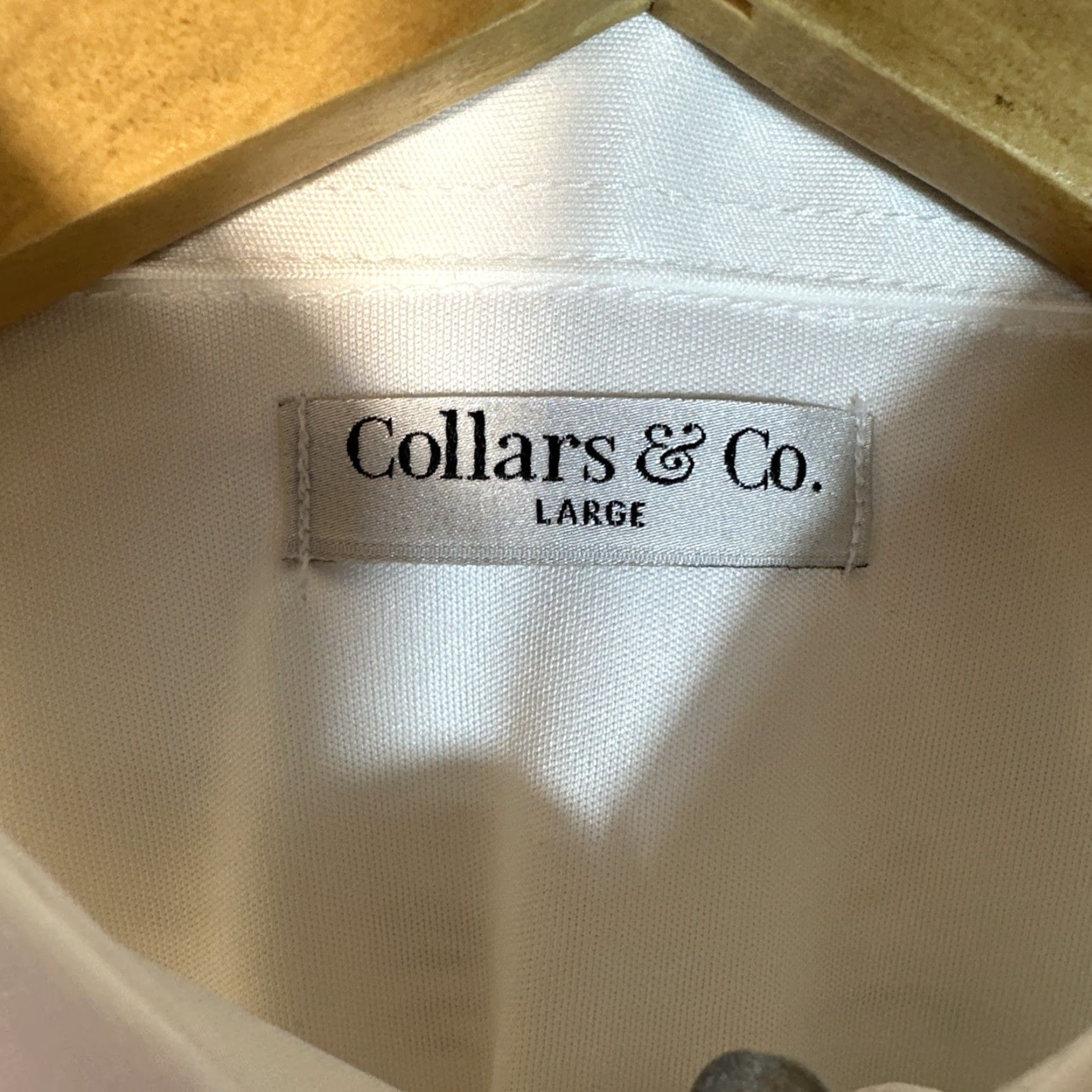 CO Collars & Co Polo Dress Button-Down Shirt Mens Large White Solid Short Sleeve Size US L / EU 52-54 / 3 - 4 Thumbnail