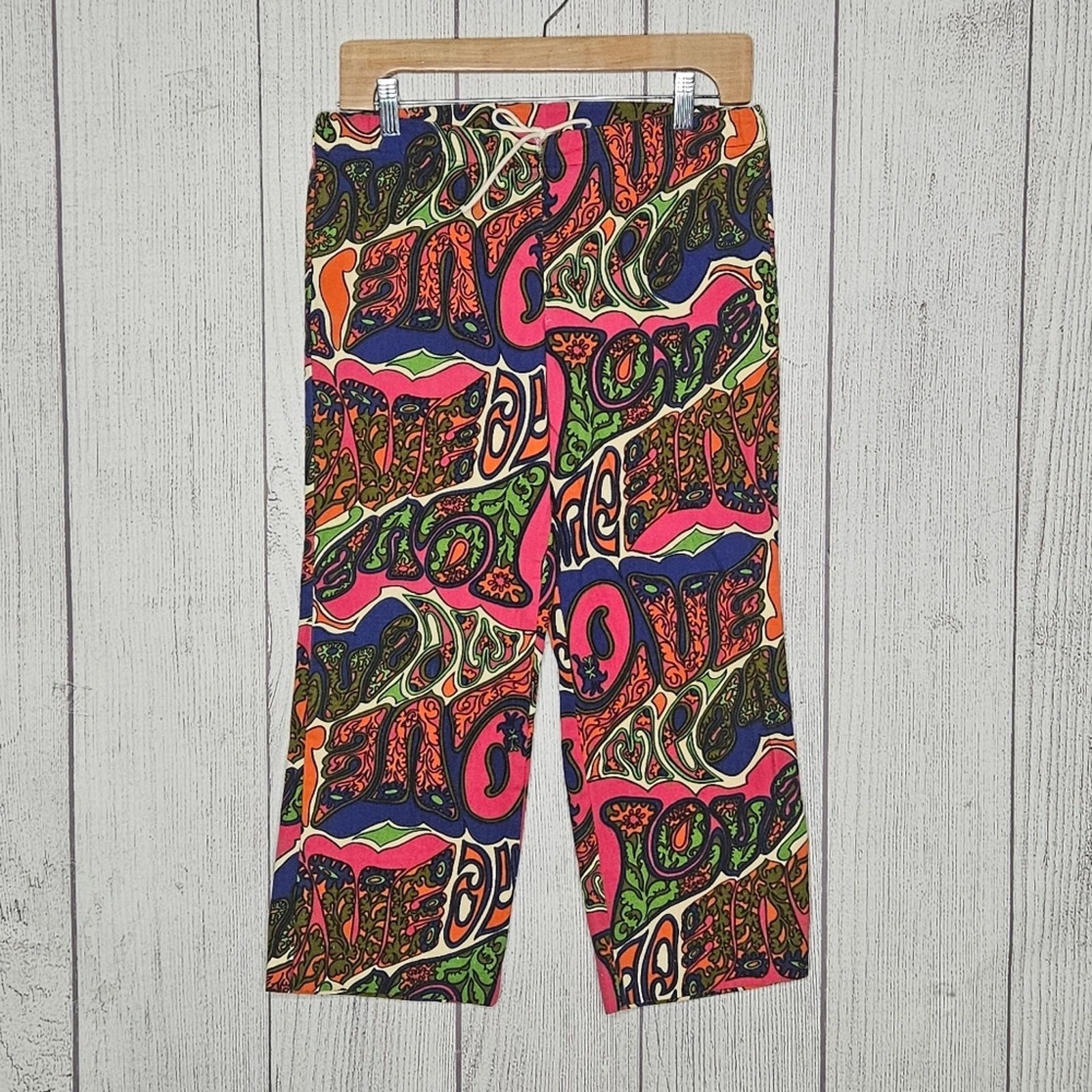 Jantzen × Vintage Amazing Psychedelic VTG 1960s Jantzen LOVE ME Cropped Pants Size 31" - 2 Thumbnail