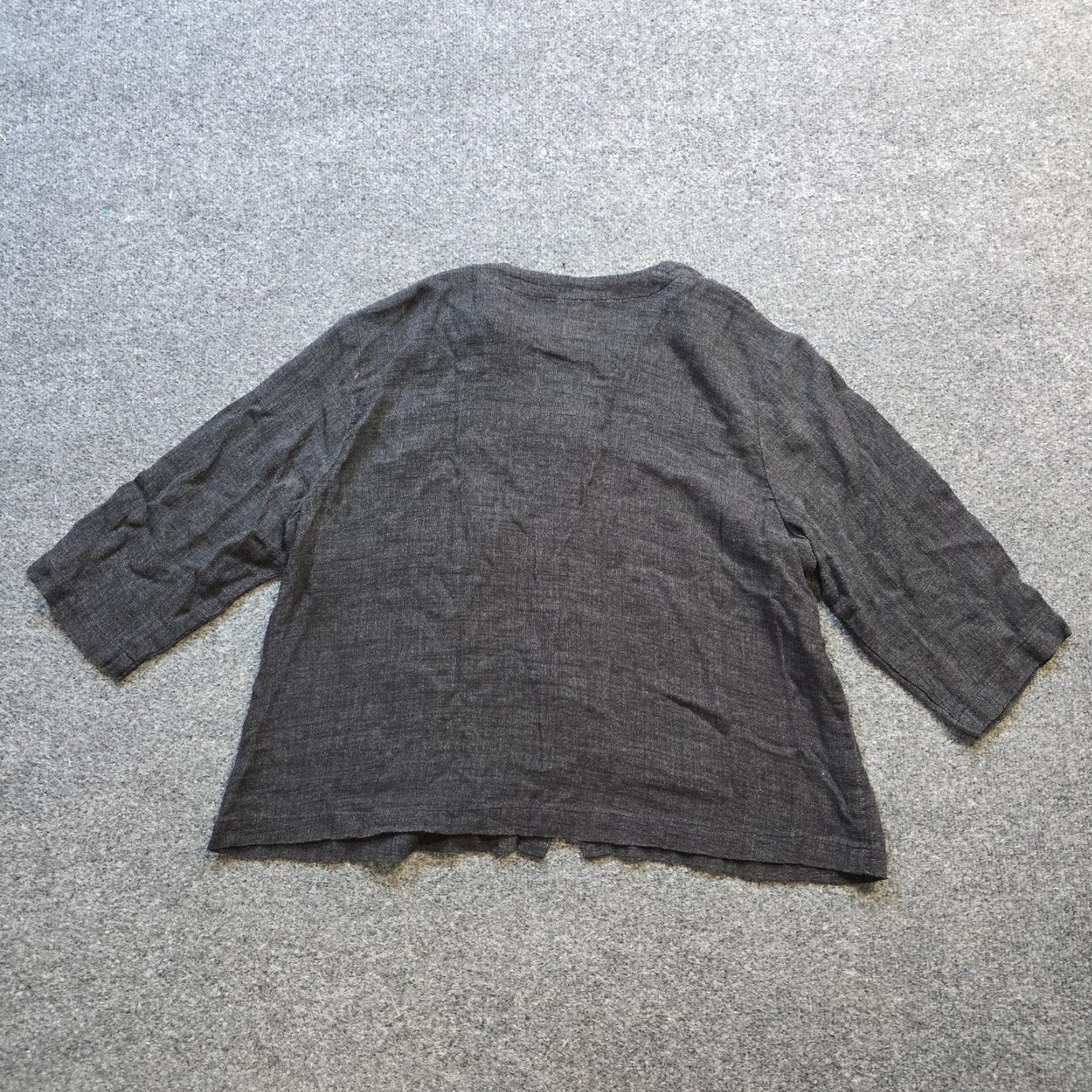 J. Jill J Jill Top Womens 14W Gray Linen 3/4 Sleeve Button-Up Shirt casual business Regular Womens Size XL / US 12-14 / IT 48-50 - 7 Thumbnail
