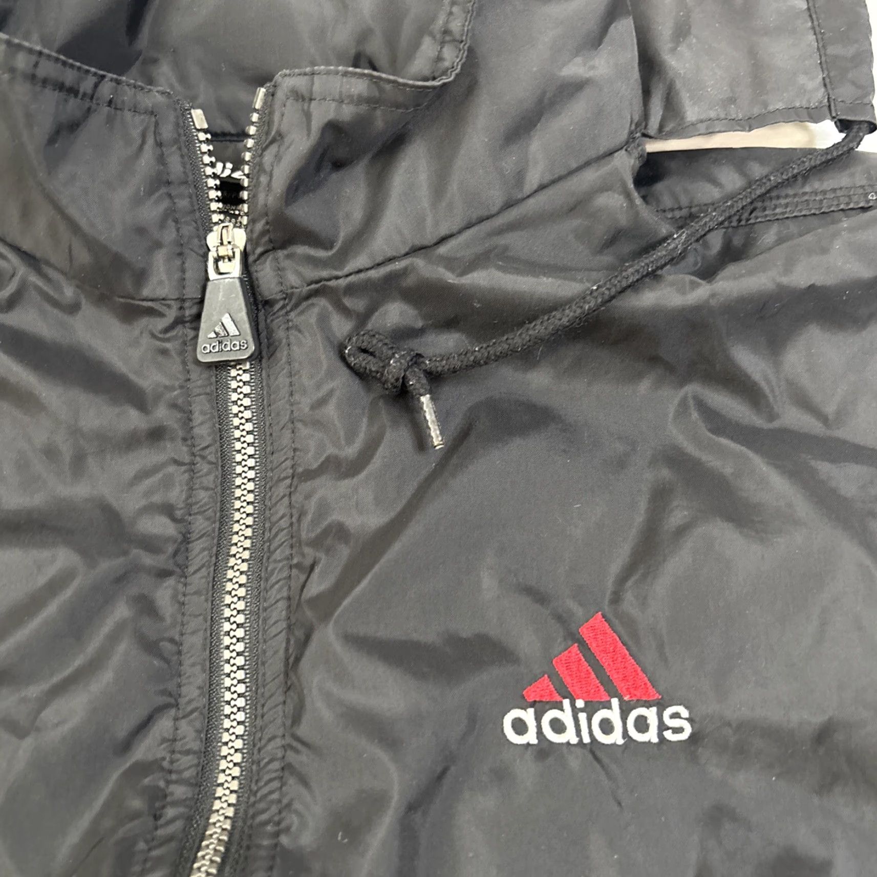 Adidas VINTAGE adidas Full Zip Track Jacket Striped Spellout Hooded M Black Men Large Nylon Windbreaker Jacket Size US M / EU 48-50 / 2 - 2 Thumbnail