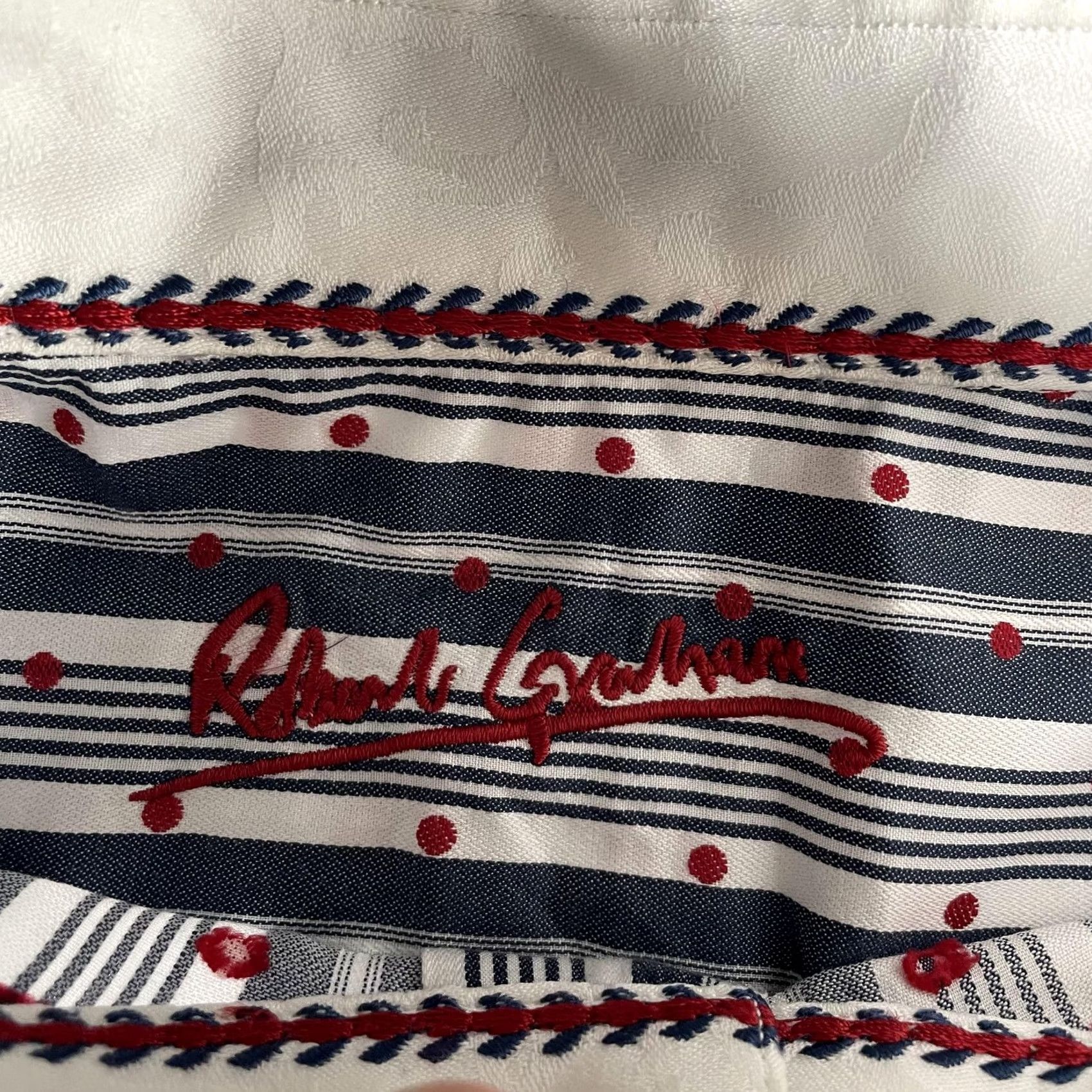 Robert Graham Robert Graham Shirt Mens XL Blue Stripe Red Dot Long Sleeve Button-Up Casual Size US XL / EU 56 / 4 - 4 Thumbnail